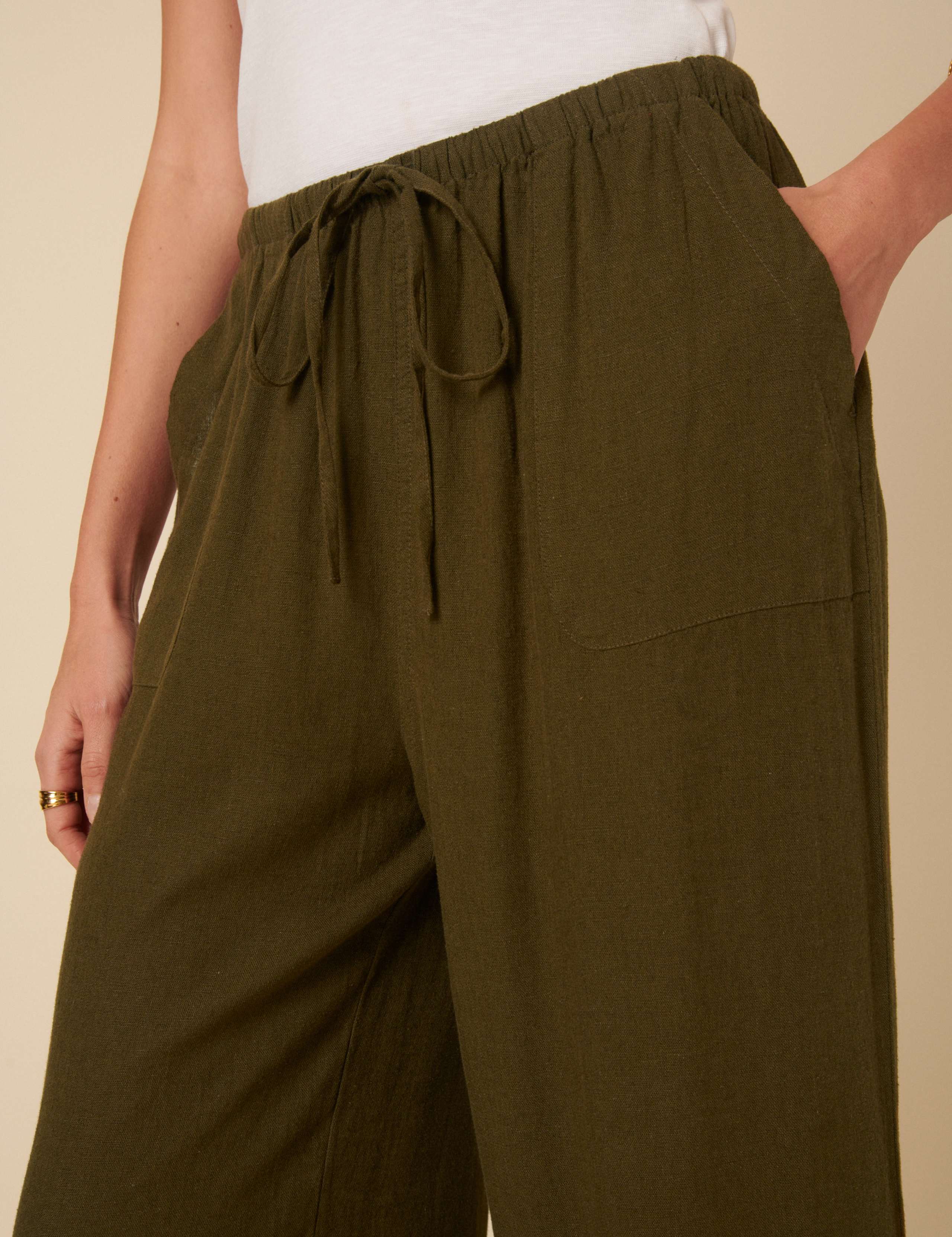 Linen Rich Relaxed Wide Leg Trousers 5 of 5