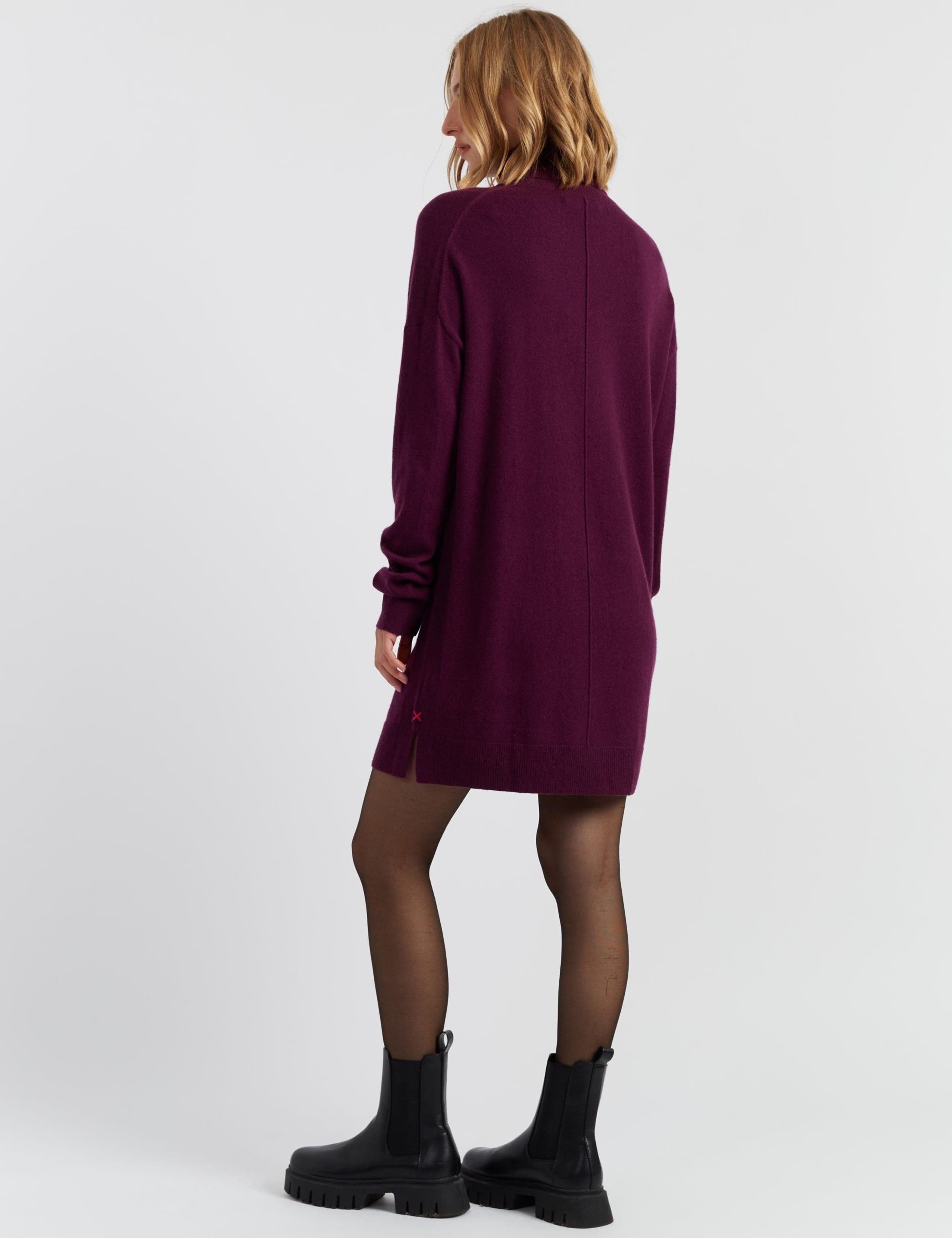 Wool Rich Knitted Roll Neck Mini Dress with Cashmere 3 of 4