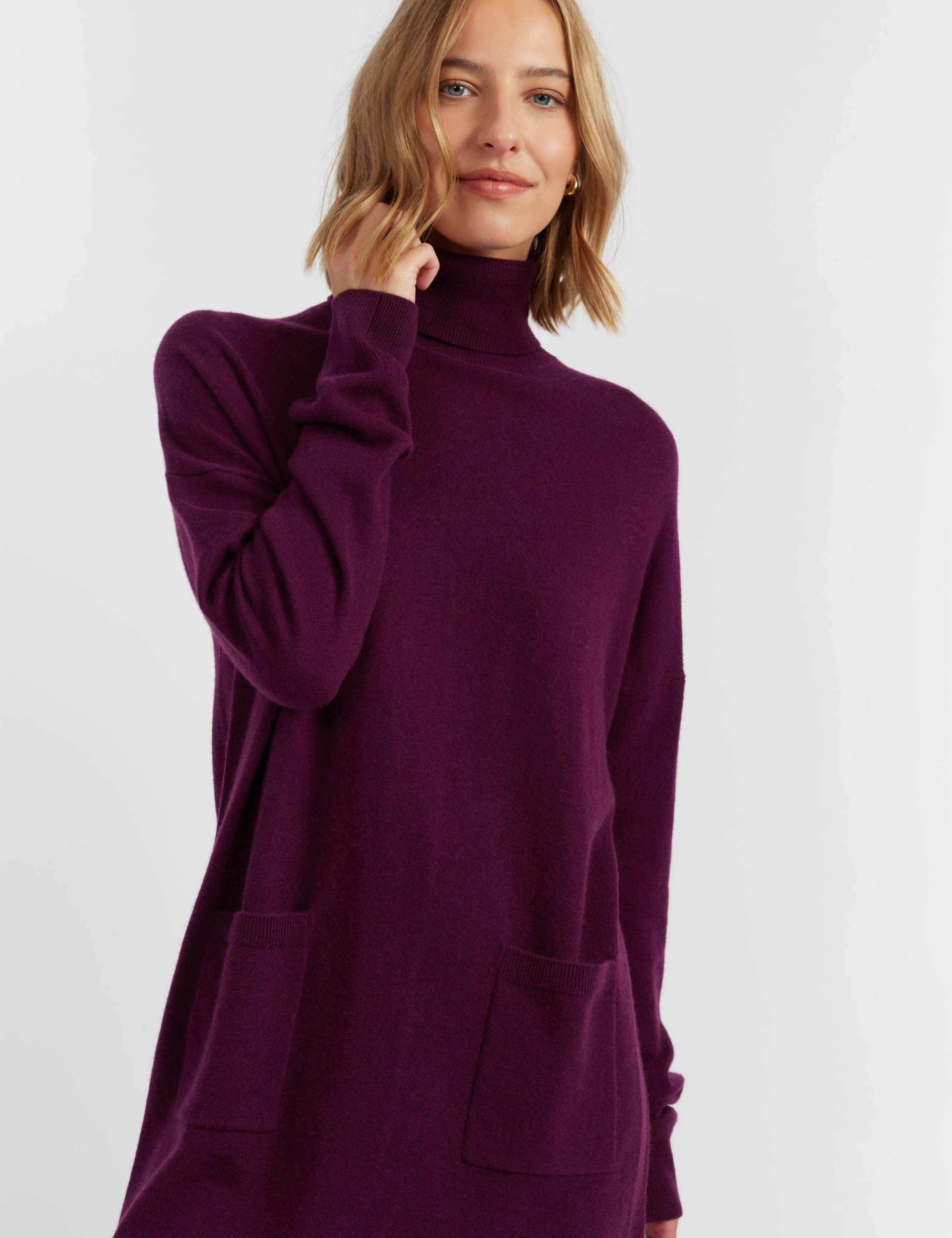 Wool Rich Knitted Roll Neck Mini Dress with Cashmere 4 of 4