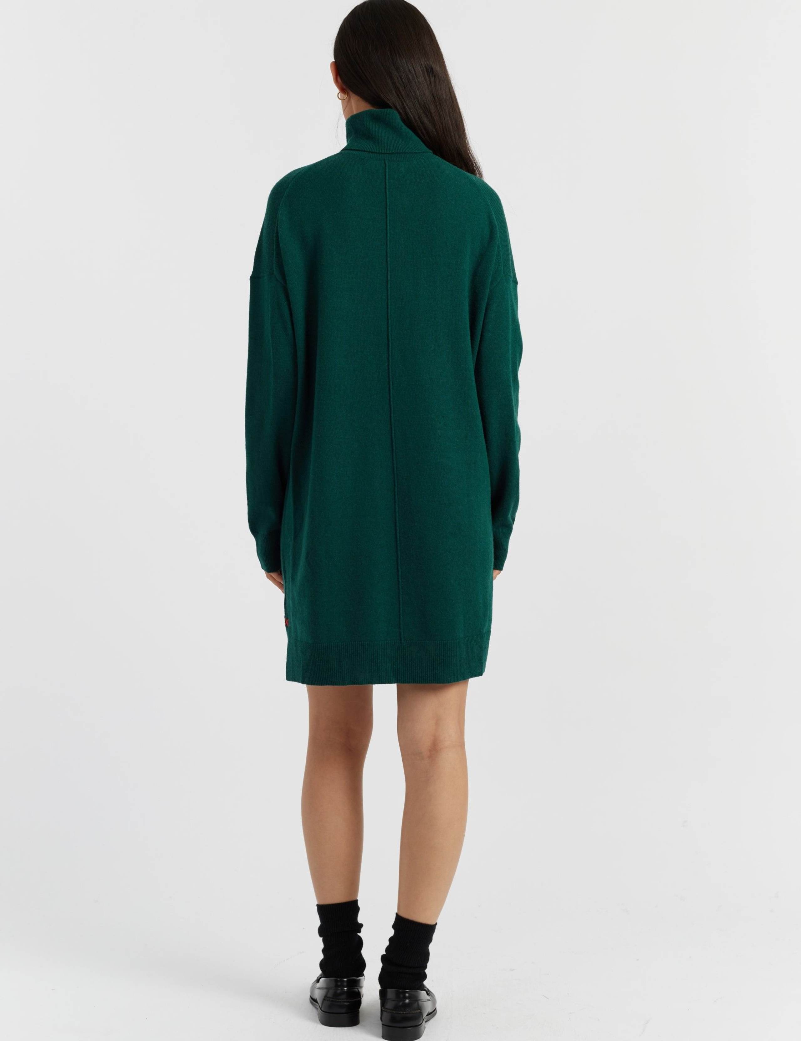 Wool Rich Knitted Roll Neck Mini Dress with Cashmere 3 of 4
