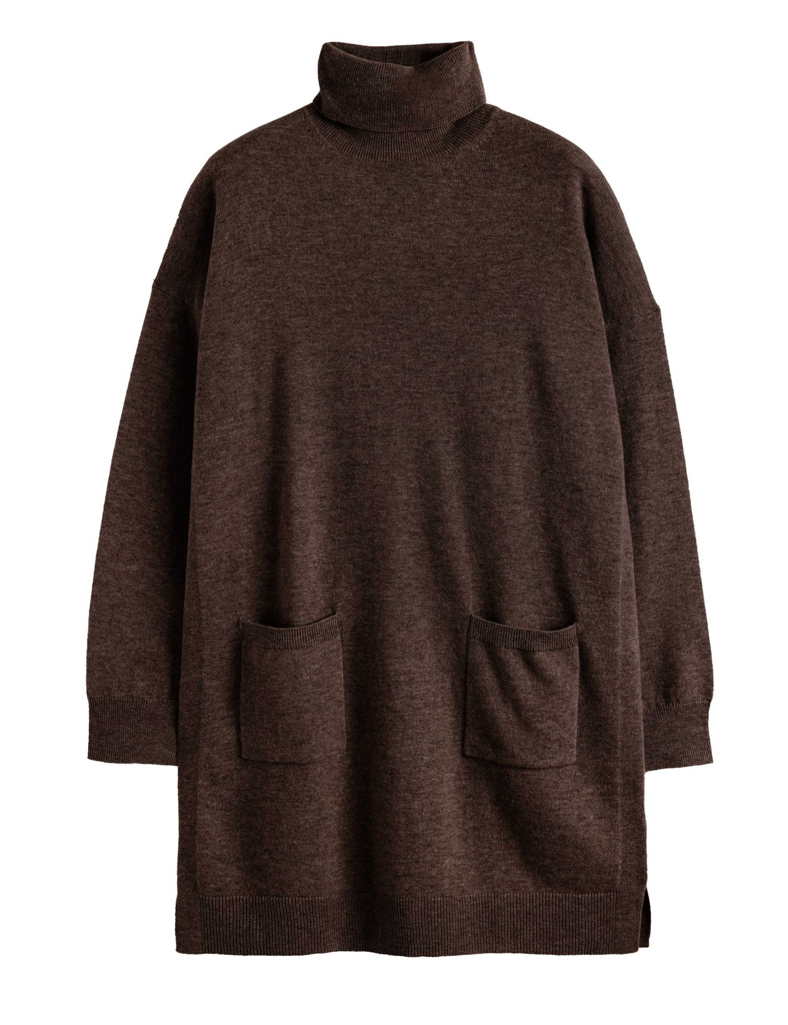 Wool Rich Knitted Roll Neck Mini Dress with Cashmere 2 of 4