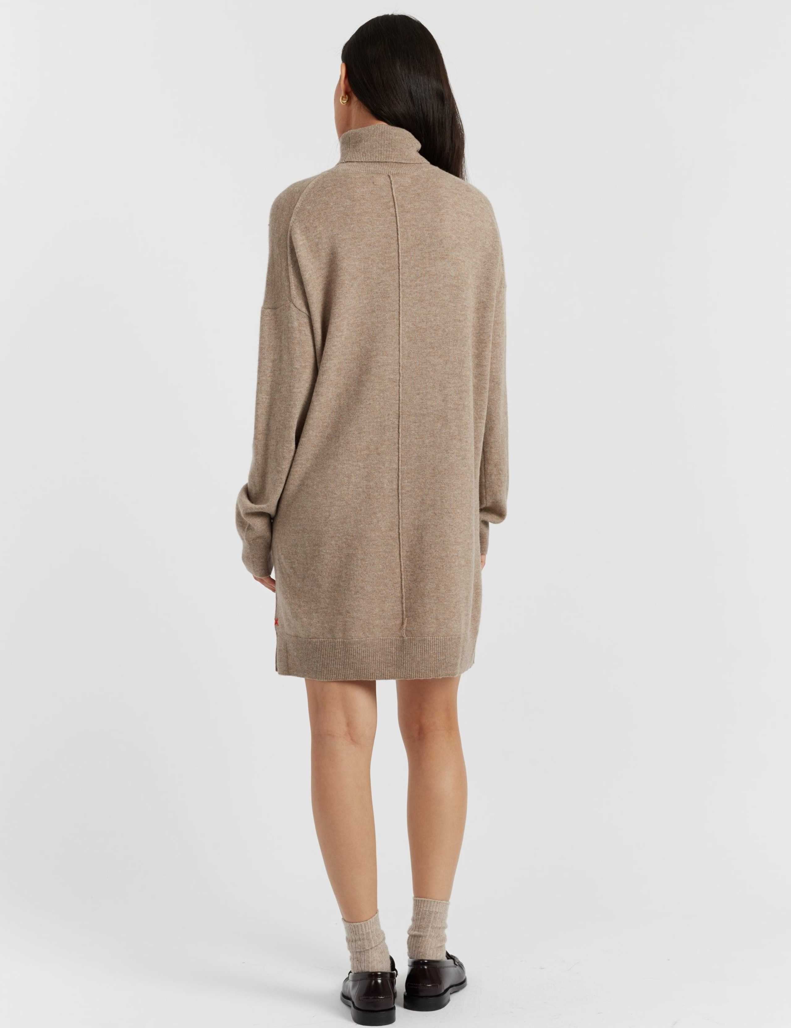 Wool Rich Knitted Roll Neck Mini Dress with Cashmere 3 of 4