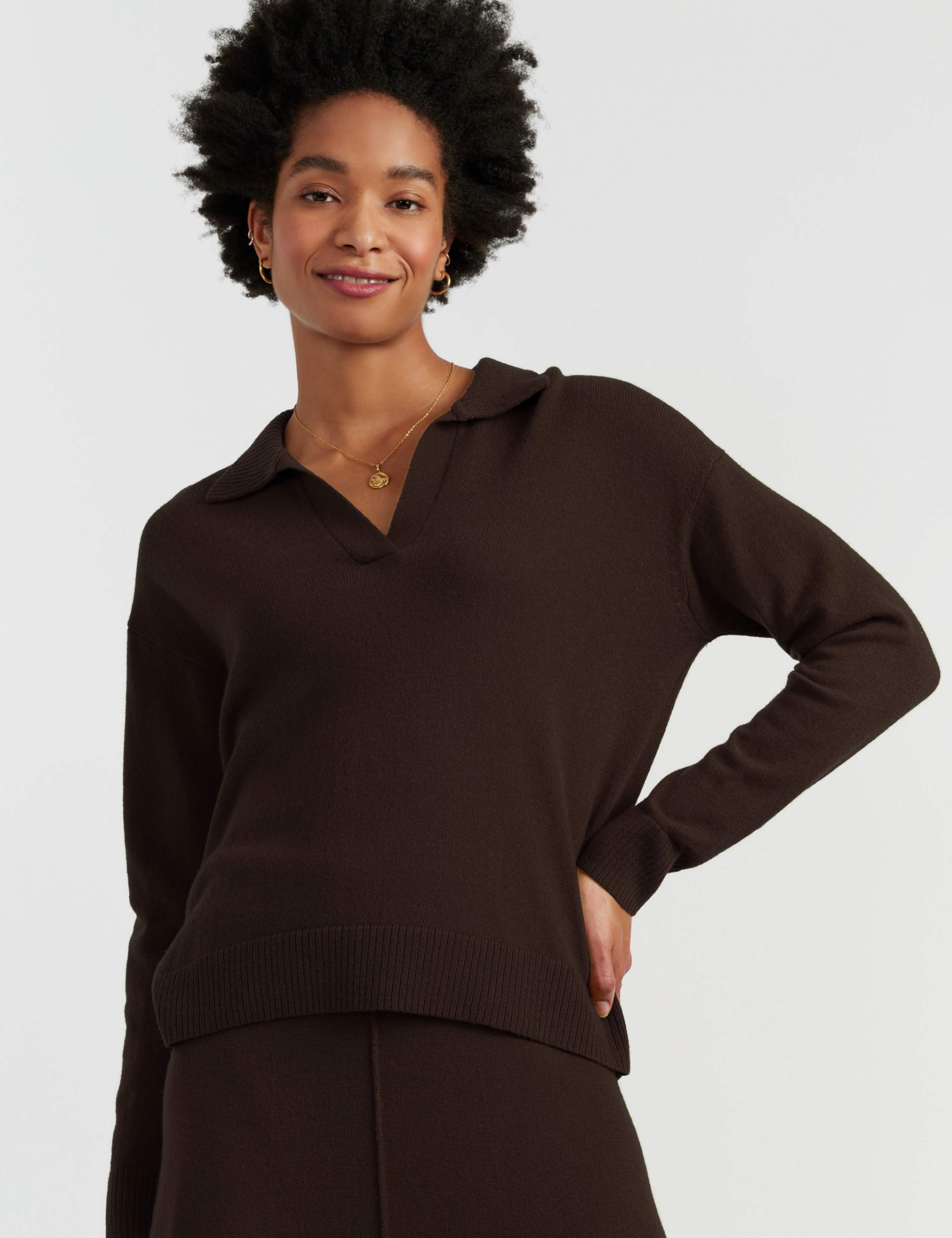 Wool Rich Collared Jumper with Cashmere 2 of 3