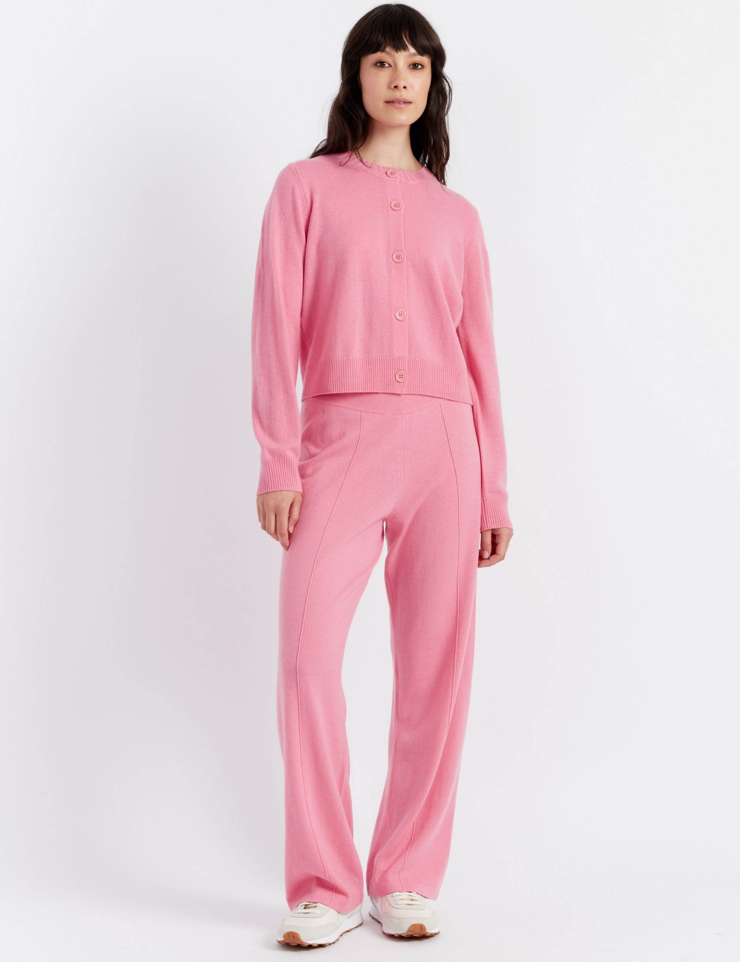 Wool Rich Crew Neck Cardigan with Cashmere 1 of 3