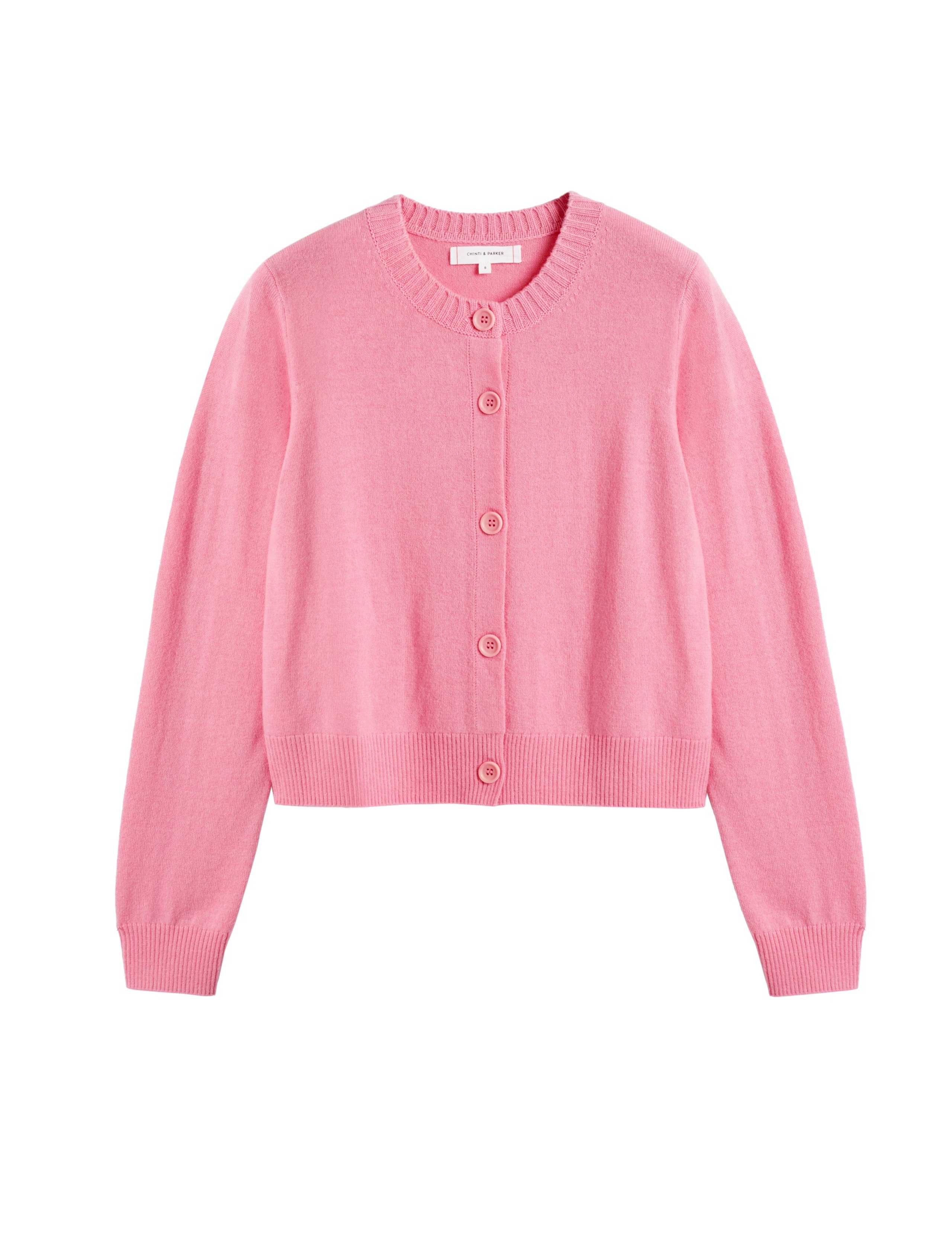 Wool Rich Crew Neck Cardigan with Cashmere 2 of 3