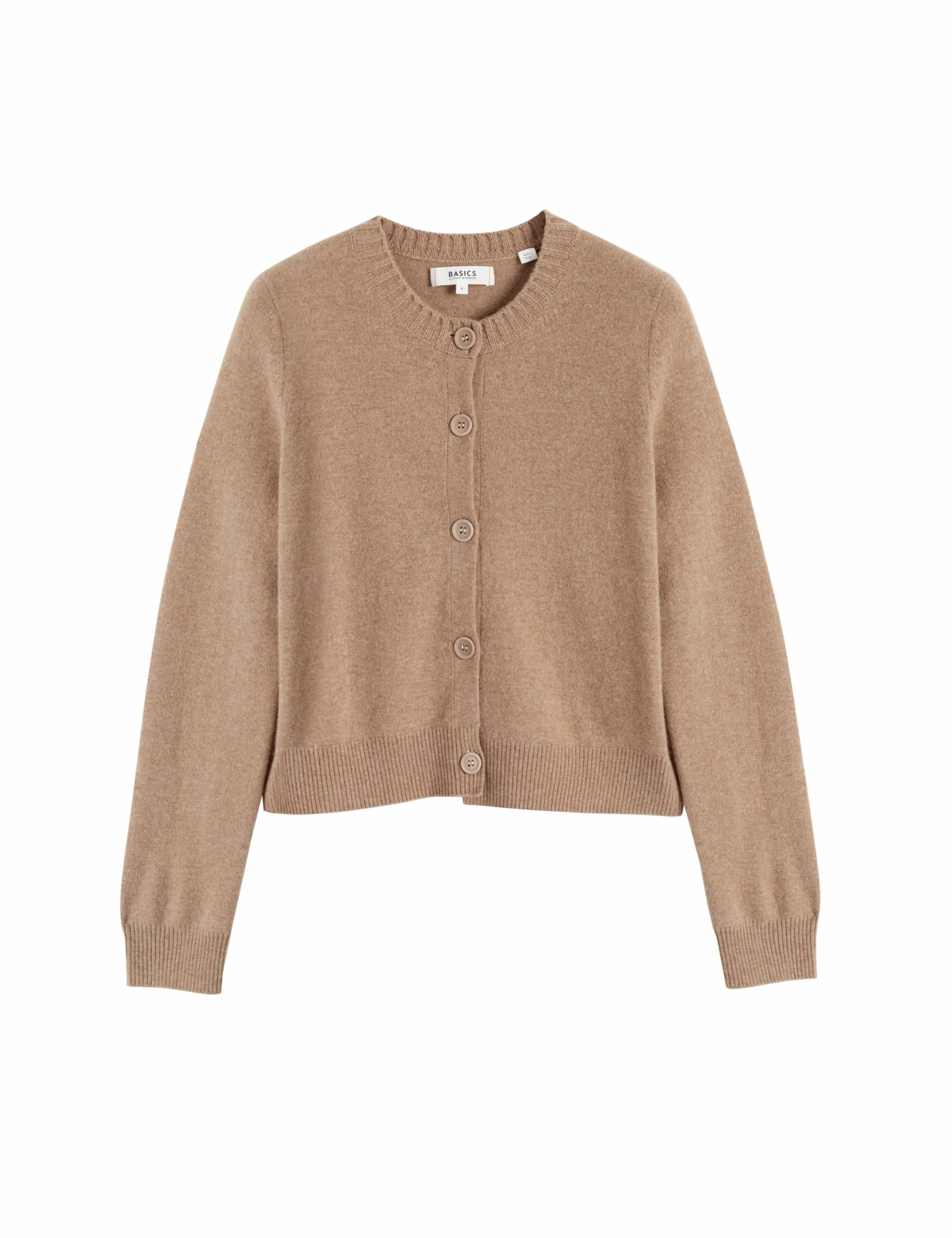 Wool Rich Crew Neck Cardigan with Cashmere 2 of 4