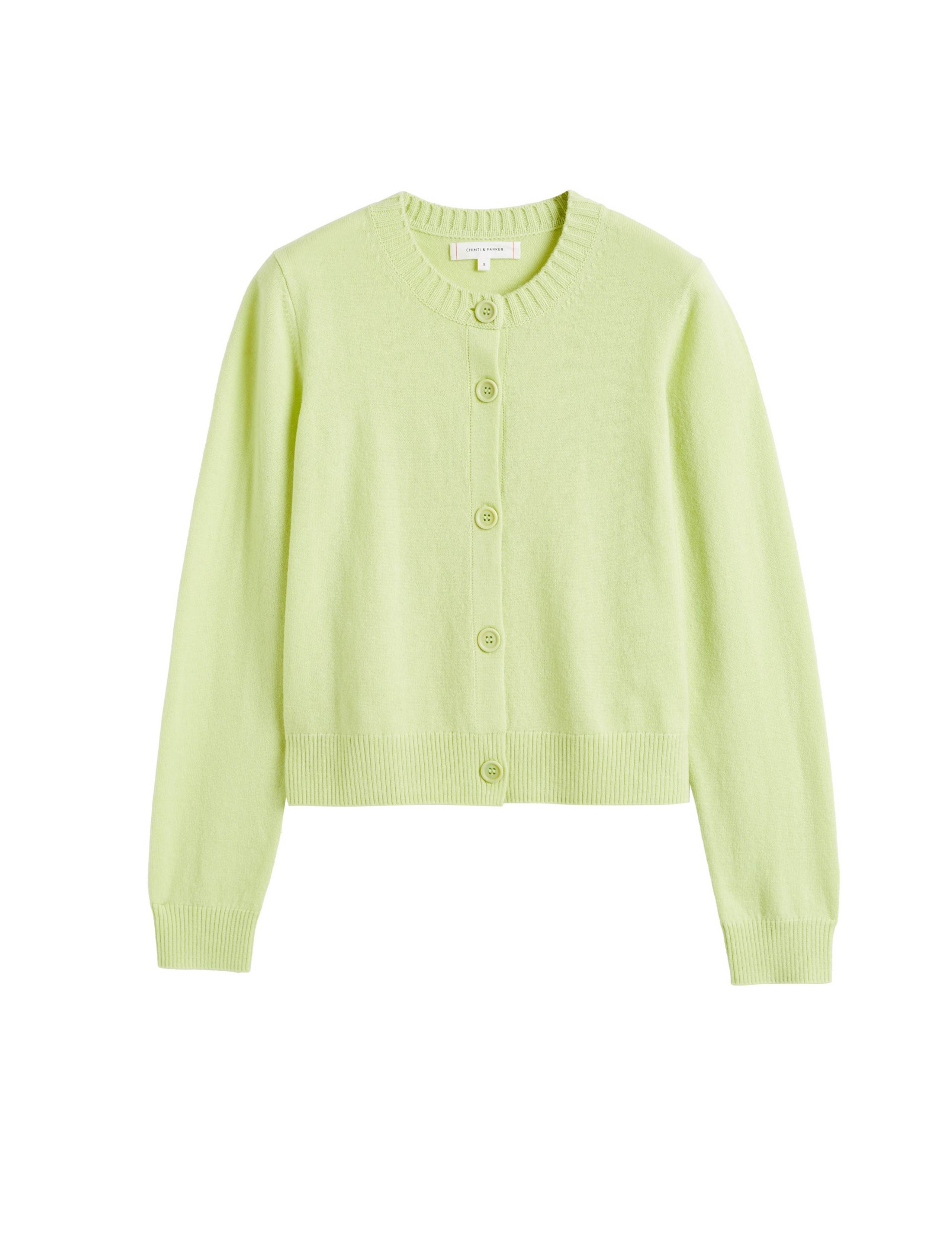 Wool Rich Crew Neck Cardigan with Cashmere 2 of 3