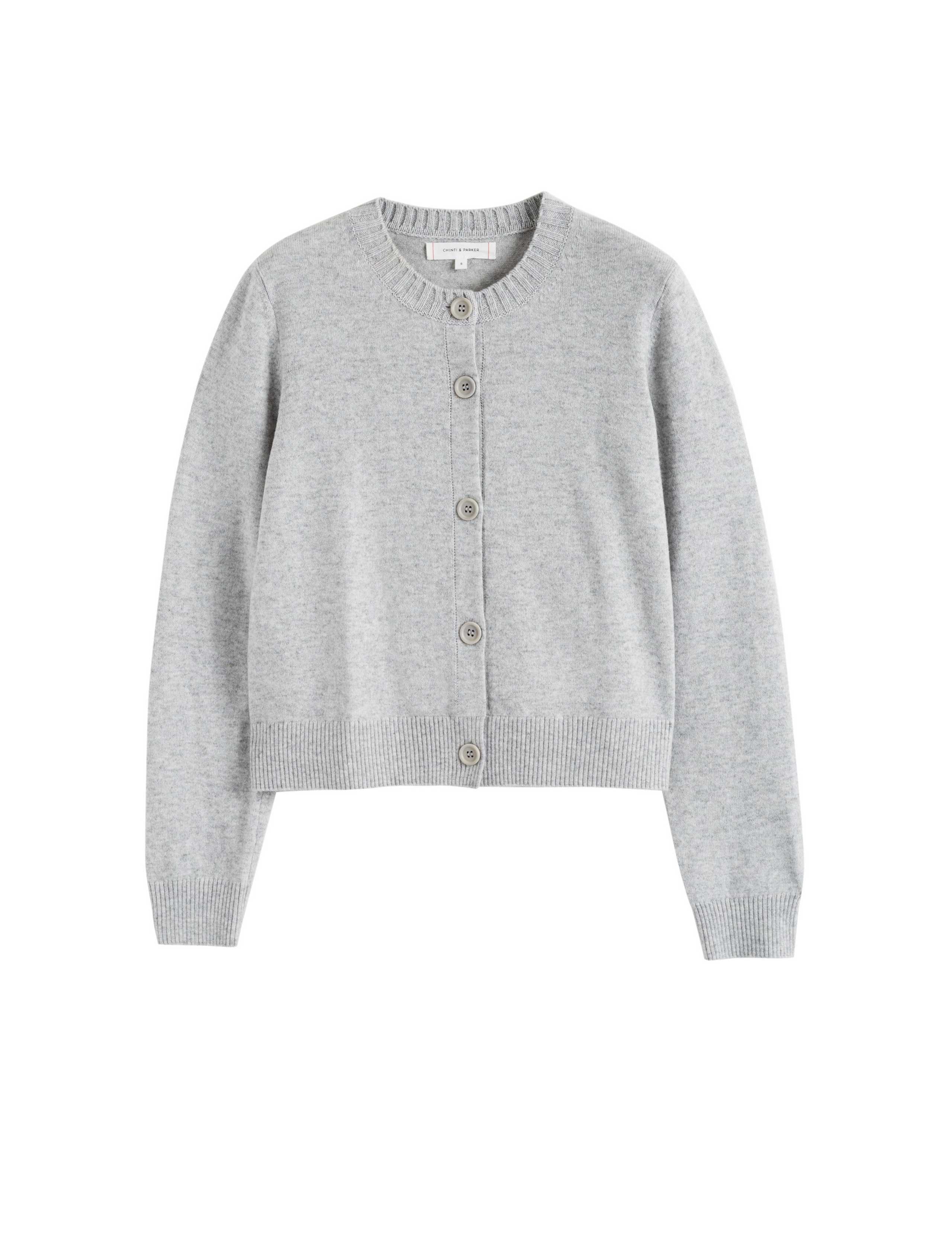 Wool Rich Crew Neck Cardigan with Cashmere 2 of 3