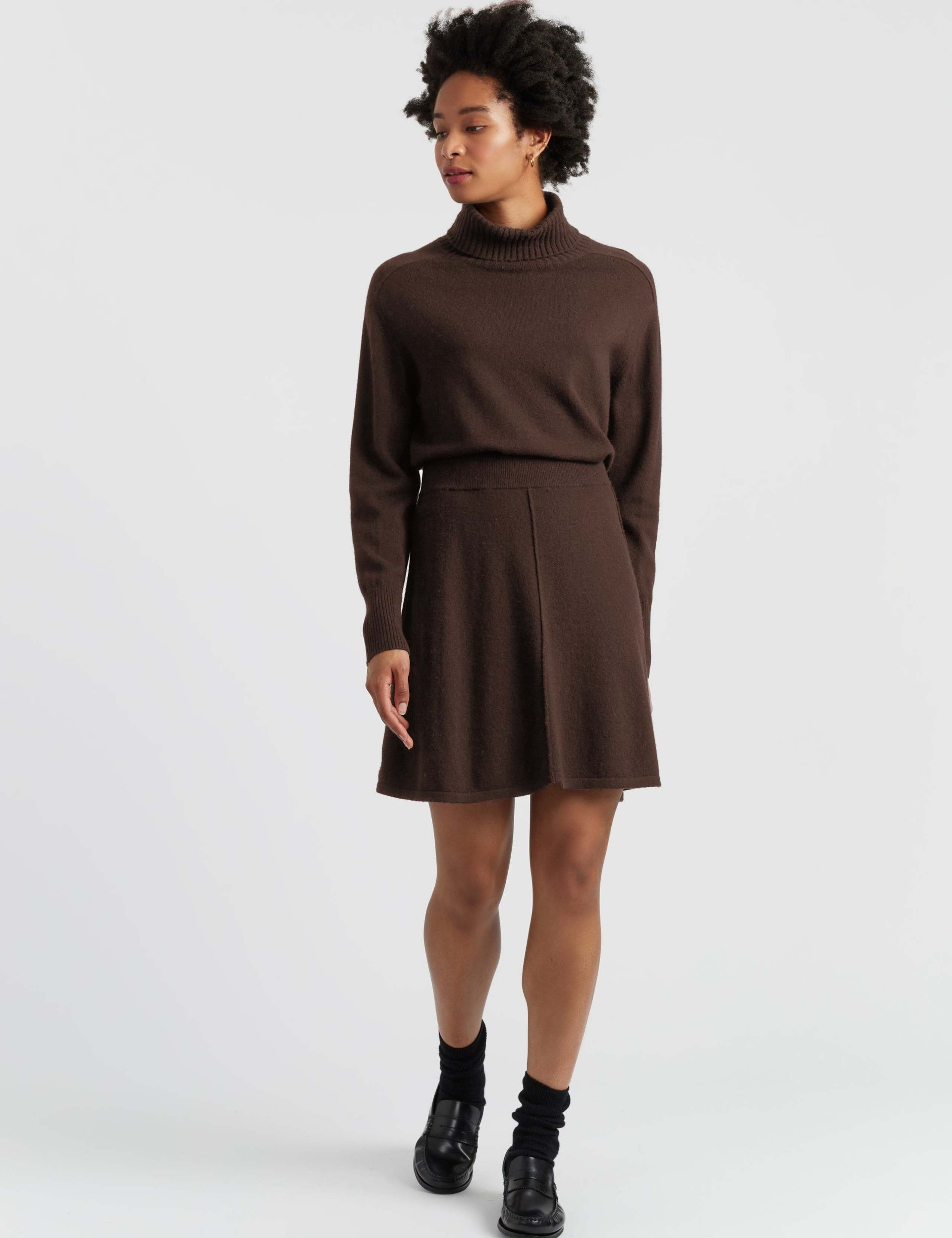 Wool Rich Mini Skater Skirt with Cashmere 1 of 4