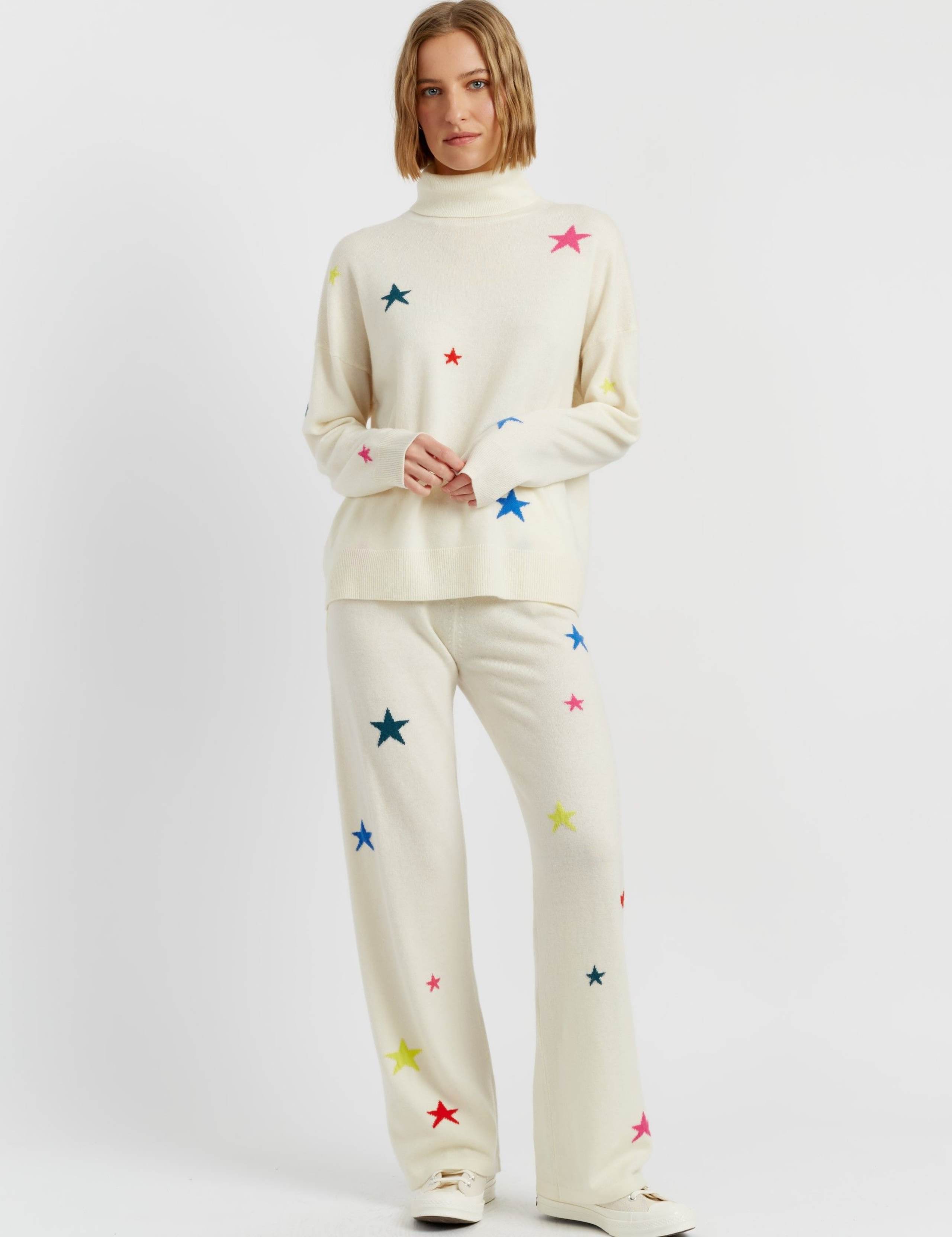 Wool Rich Star Jacquard Wide Leg Trousers 1 of 1