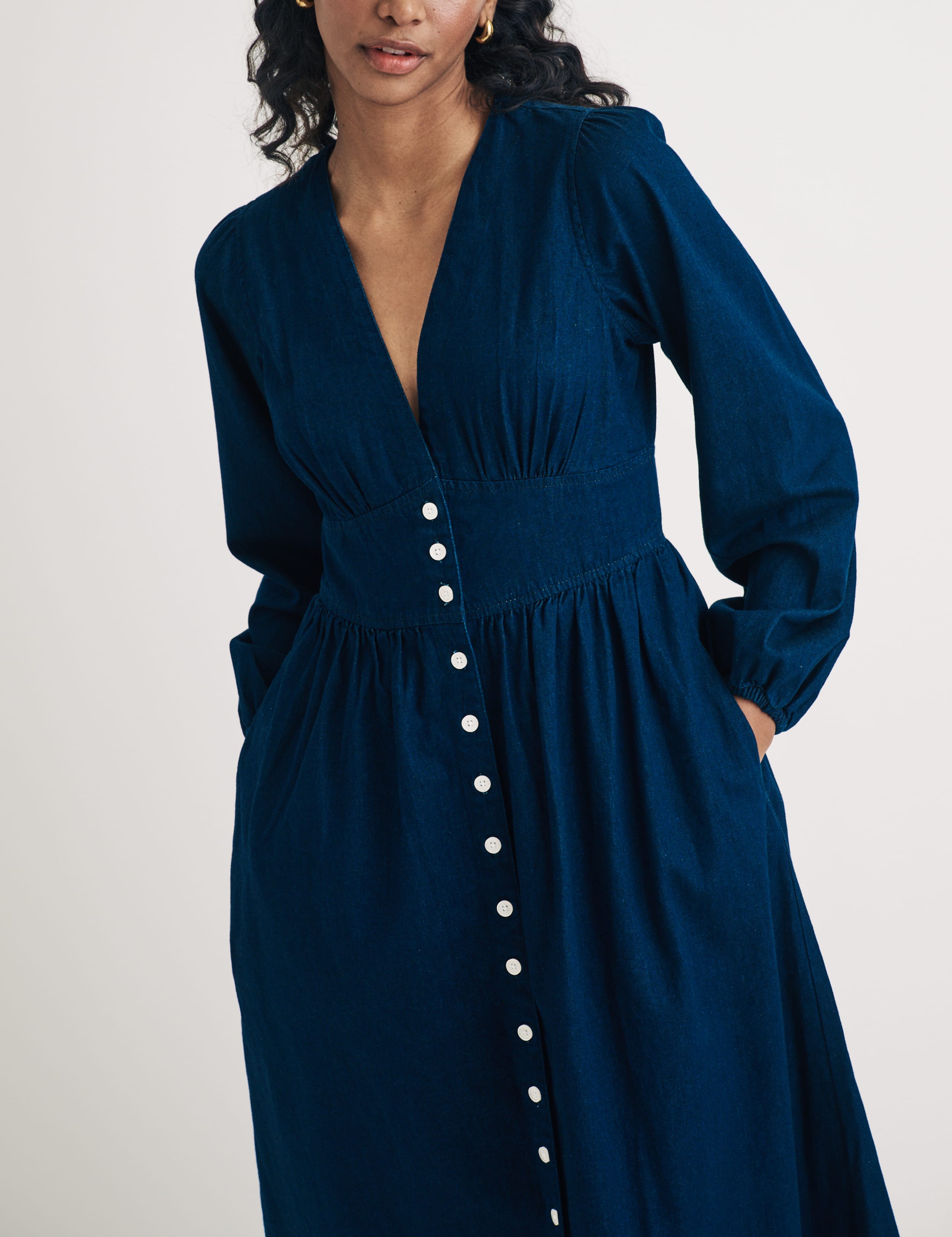 Denim V-Neck Midaxi Tea Dress 4 of 4