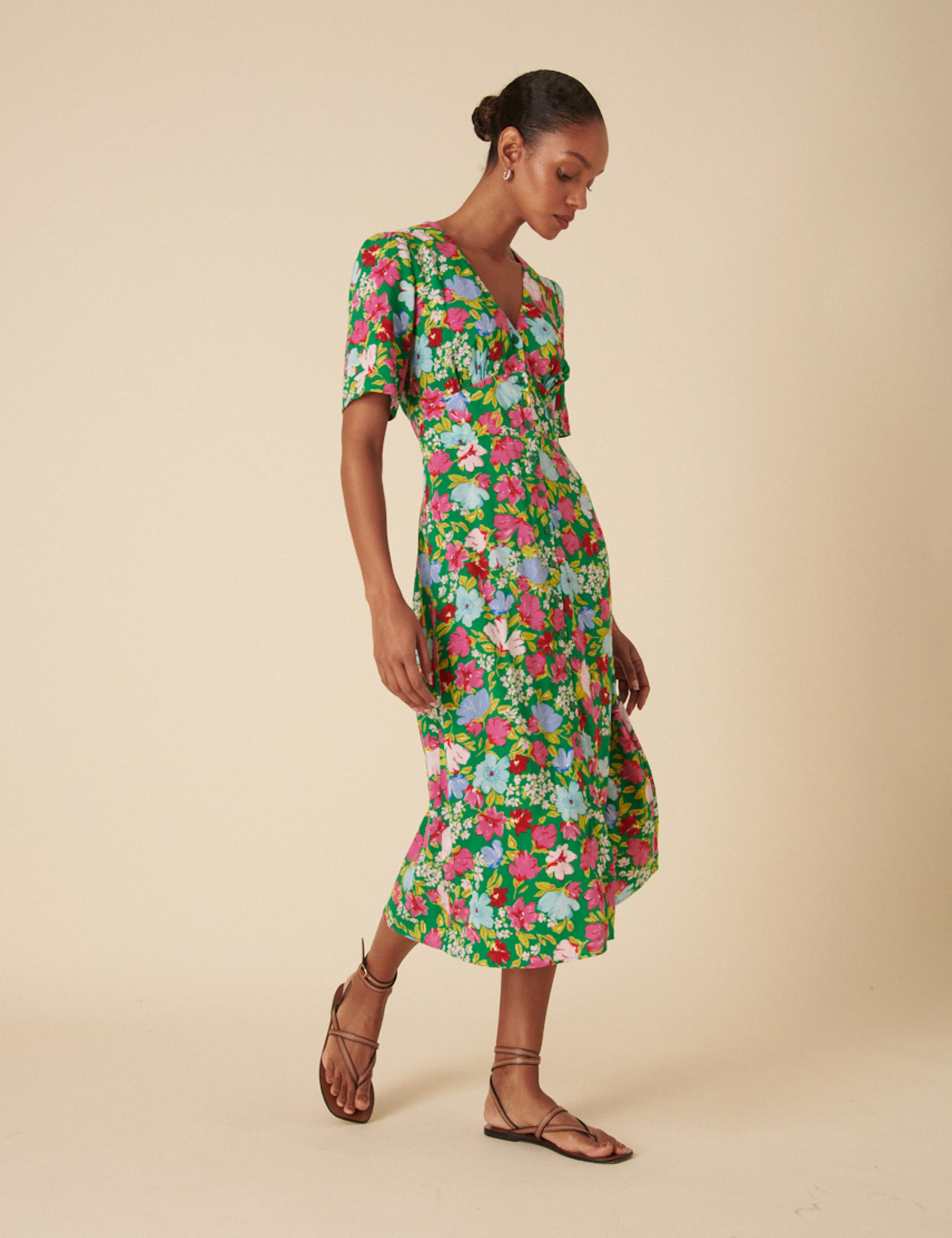 Floral V-Neck Midi Tea Dress 5 of 6
