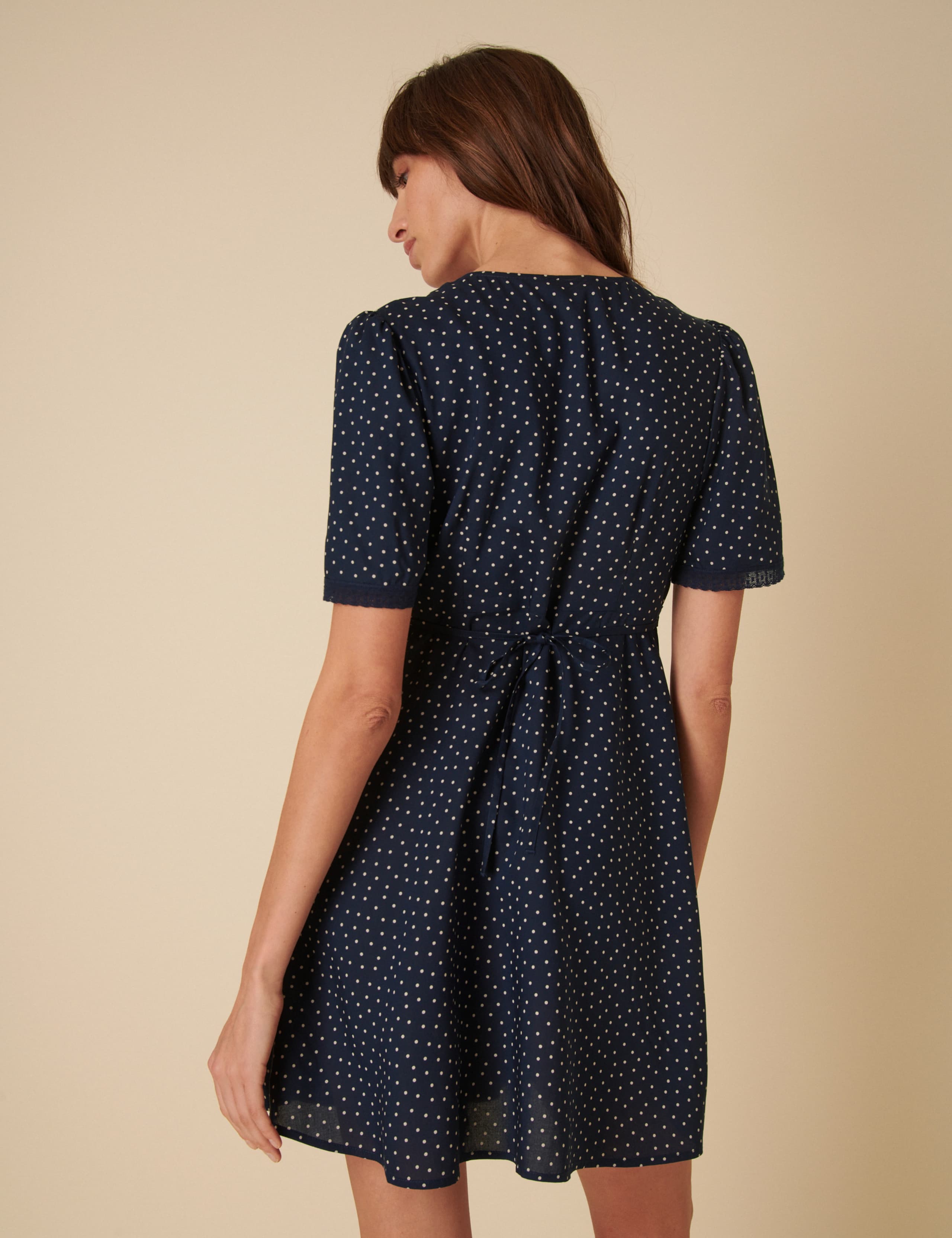 Polka Dot V-Neck Mini Tea Dress 4 of 5