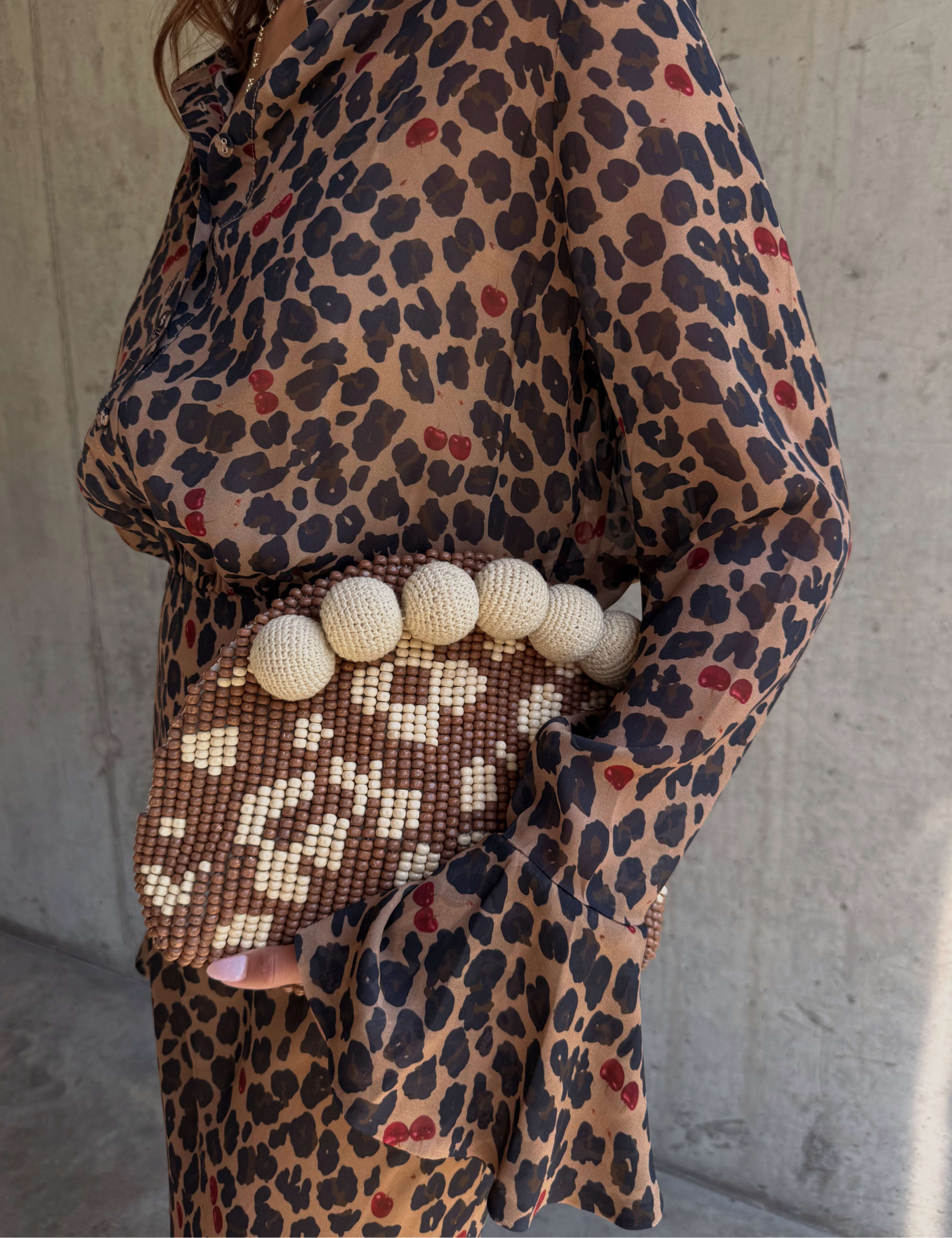 Cherry Leopard Print Maxi Waisted Dress 3 of 5