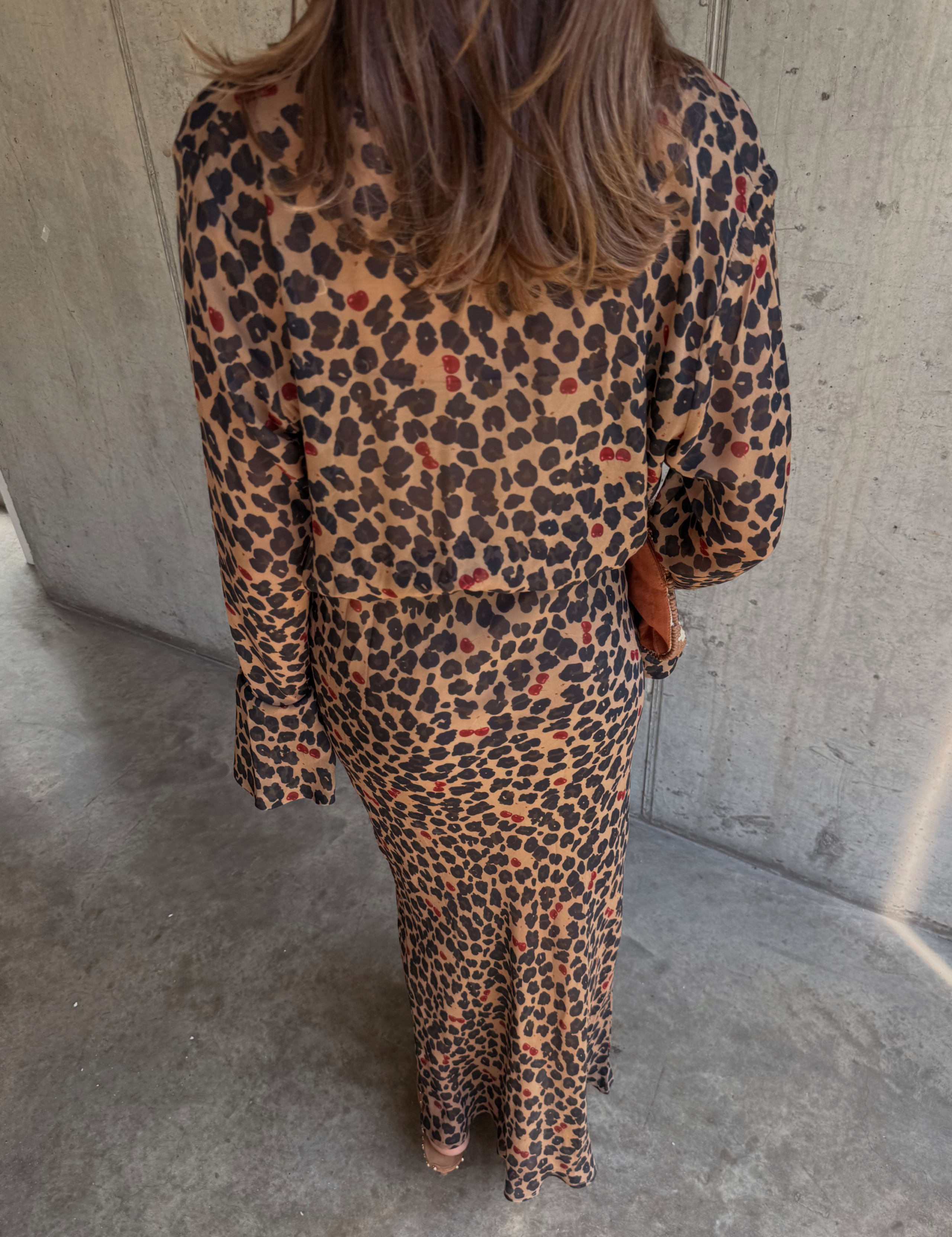 Cherry Leopard Print Maxi Waisted Dress 5 of 5