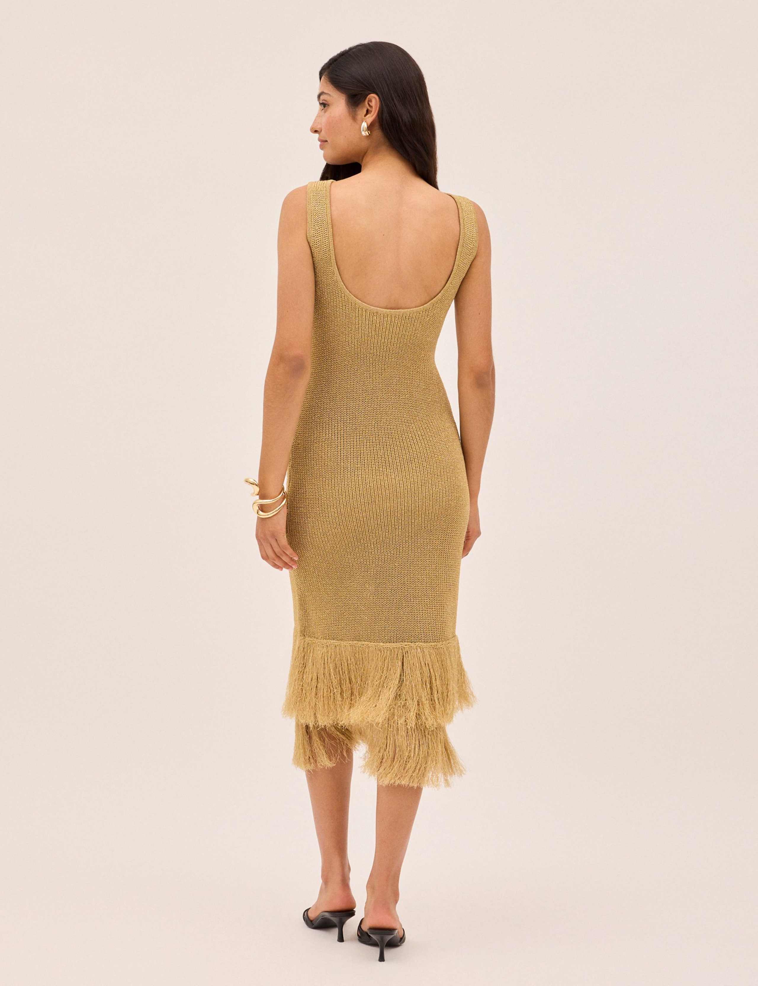 Knitted Metallic Scoop Neck Midi Dress 4 of 6