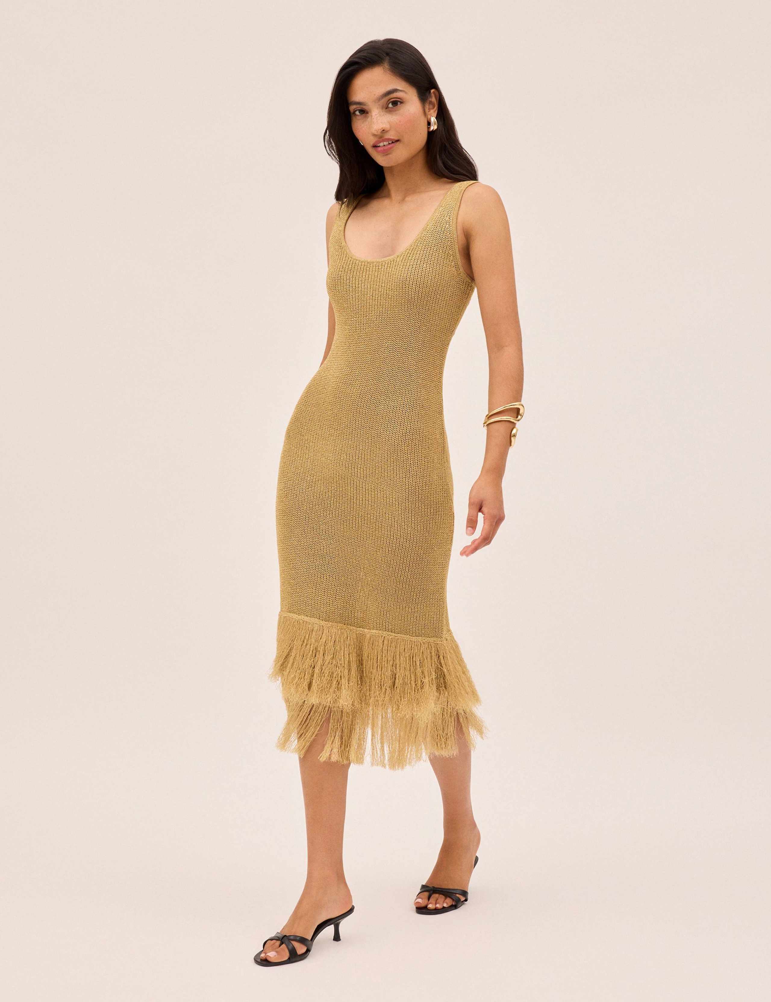 Knitted Metallic Scoop Neck Midi Dress 5 of 6