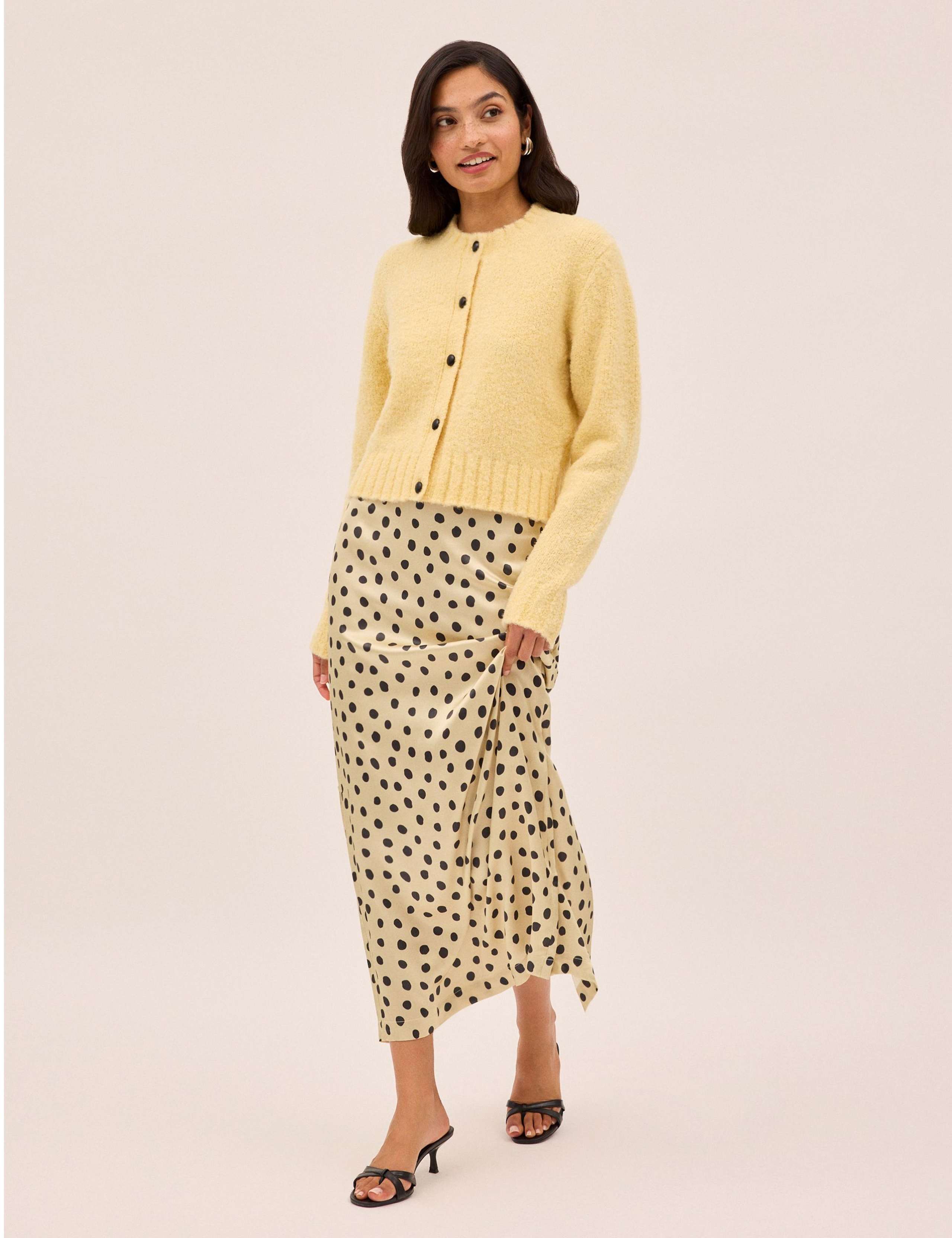 Satin Polka Dot Midi Slip Skirt 6 of 6