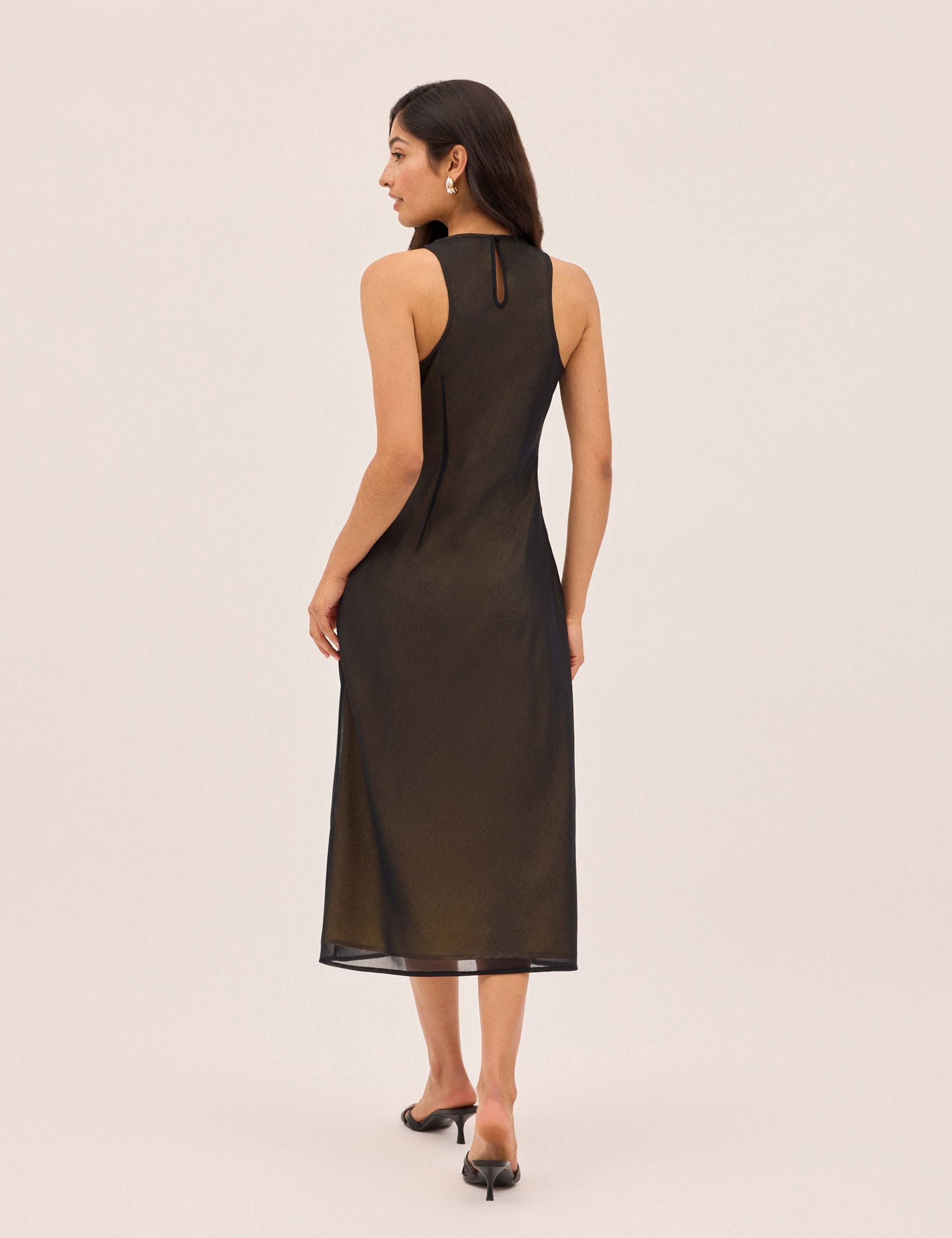 Sheer Embellished Midi Shift Dress 3 of 4