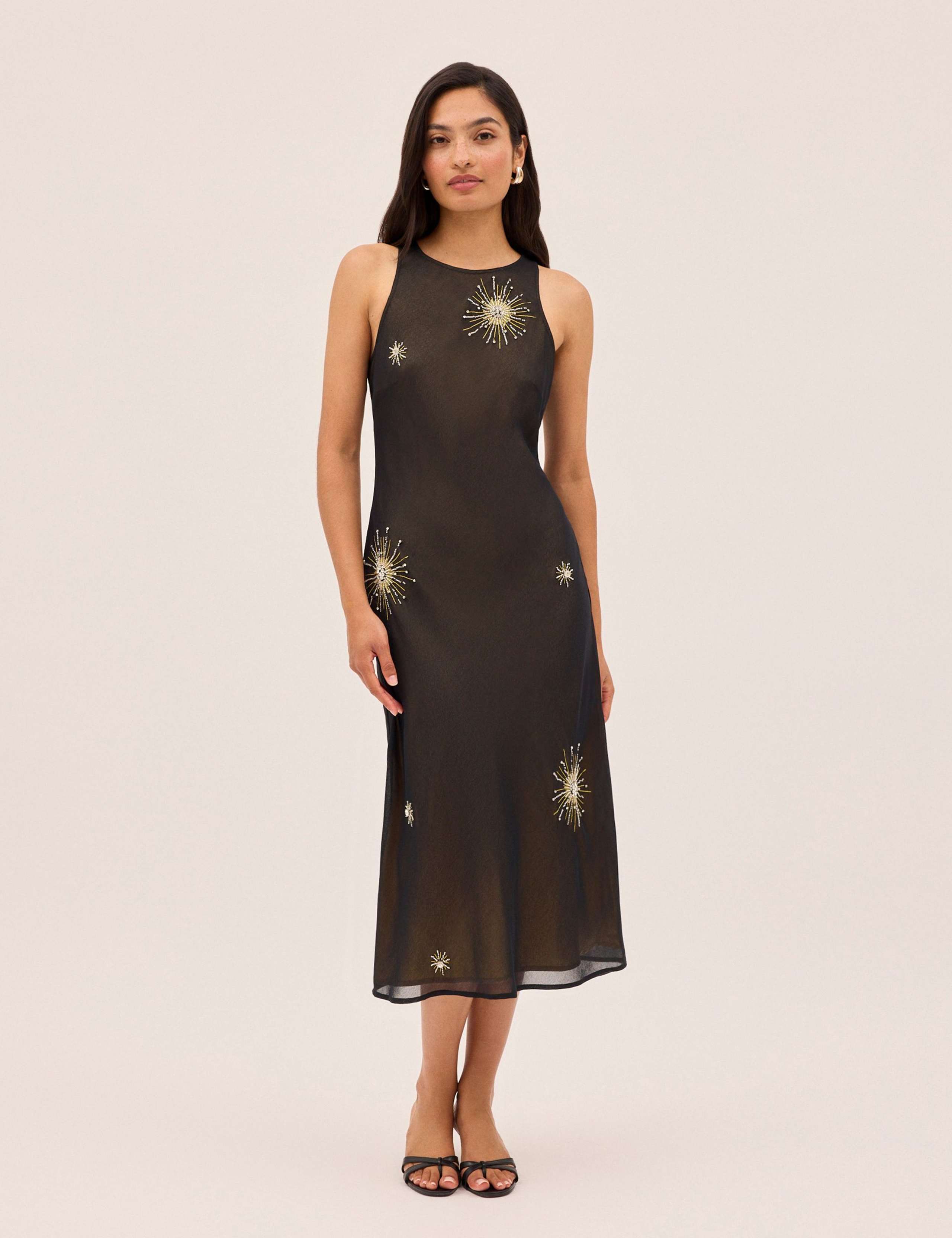 Sheer Embellished Midi Shift Dress 4 of 4
