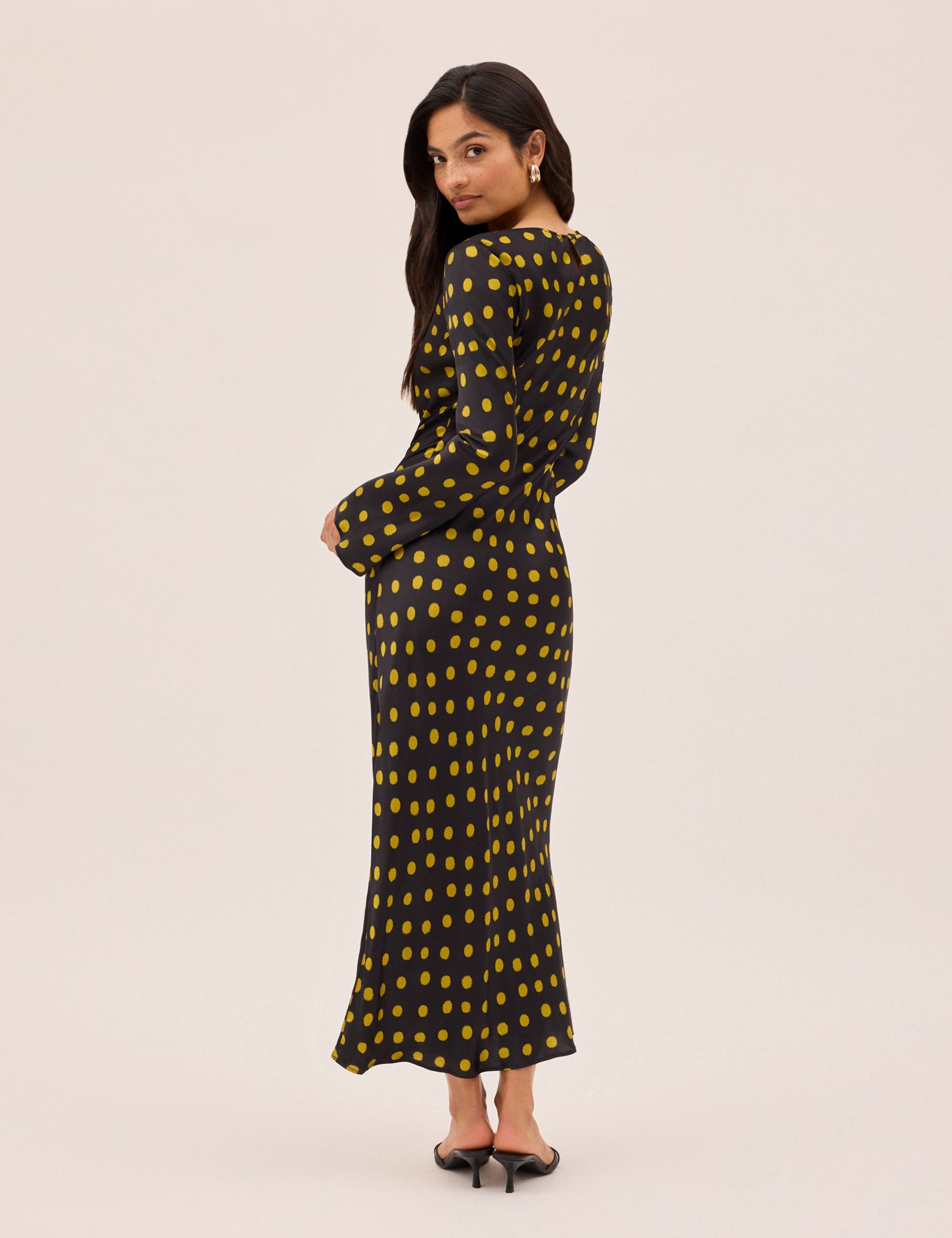Satin Polka Dot Midaxi Dress 3 of 5