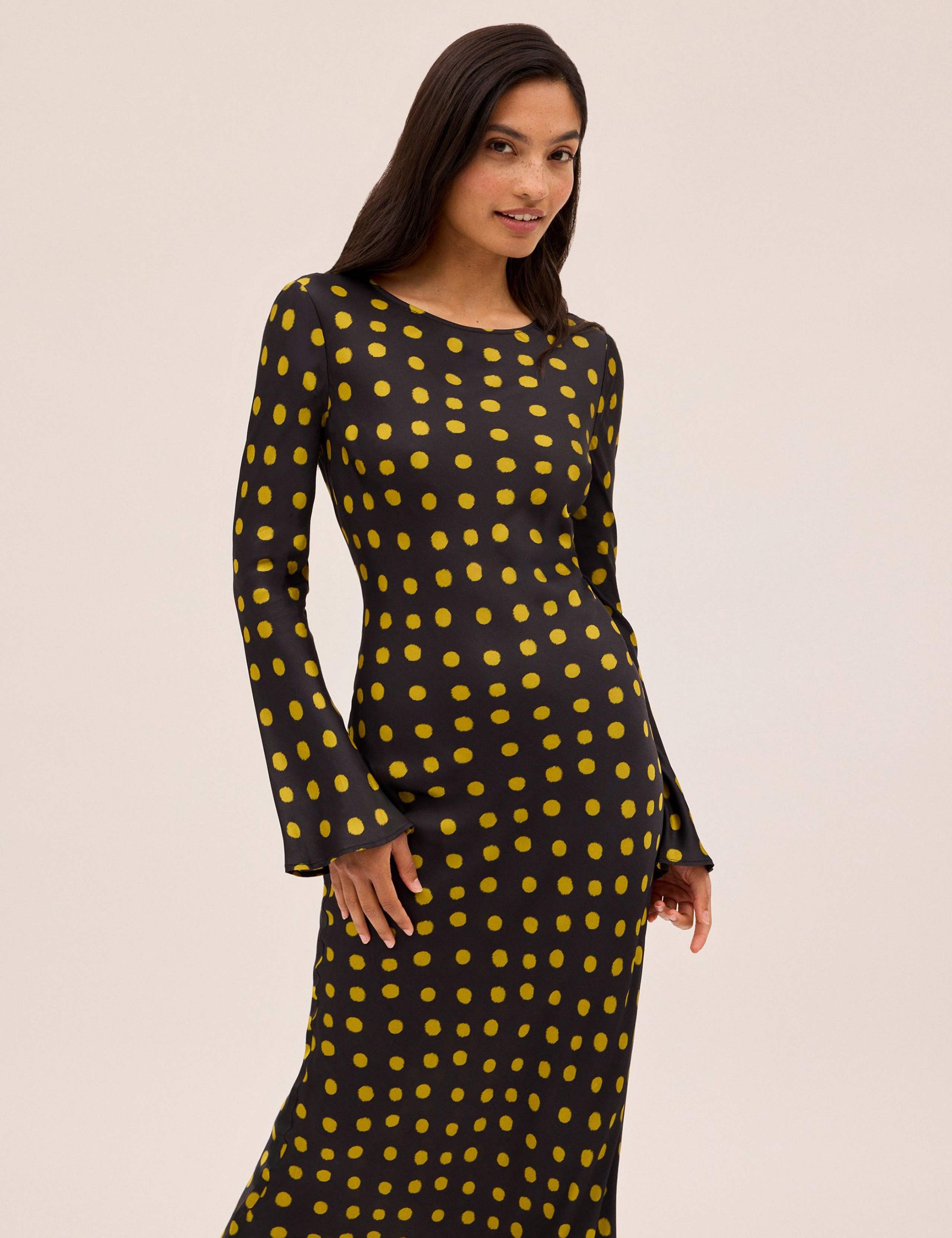 Satin Polka Dot Midaxi Dress 4 of 5