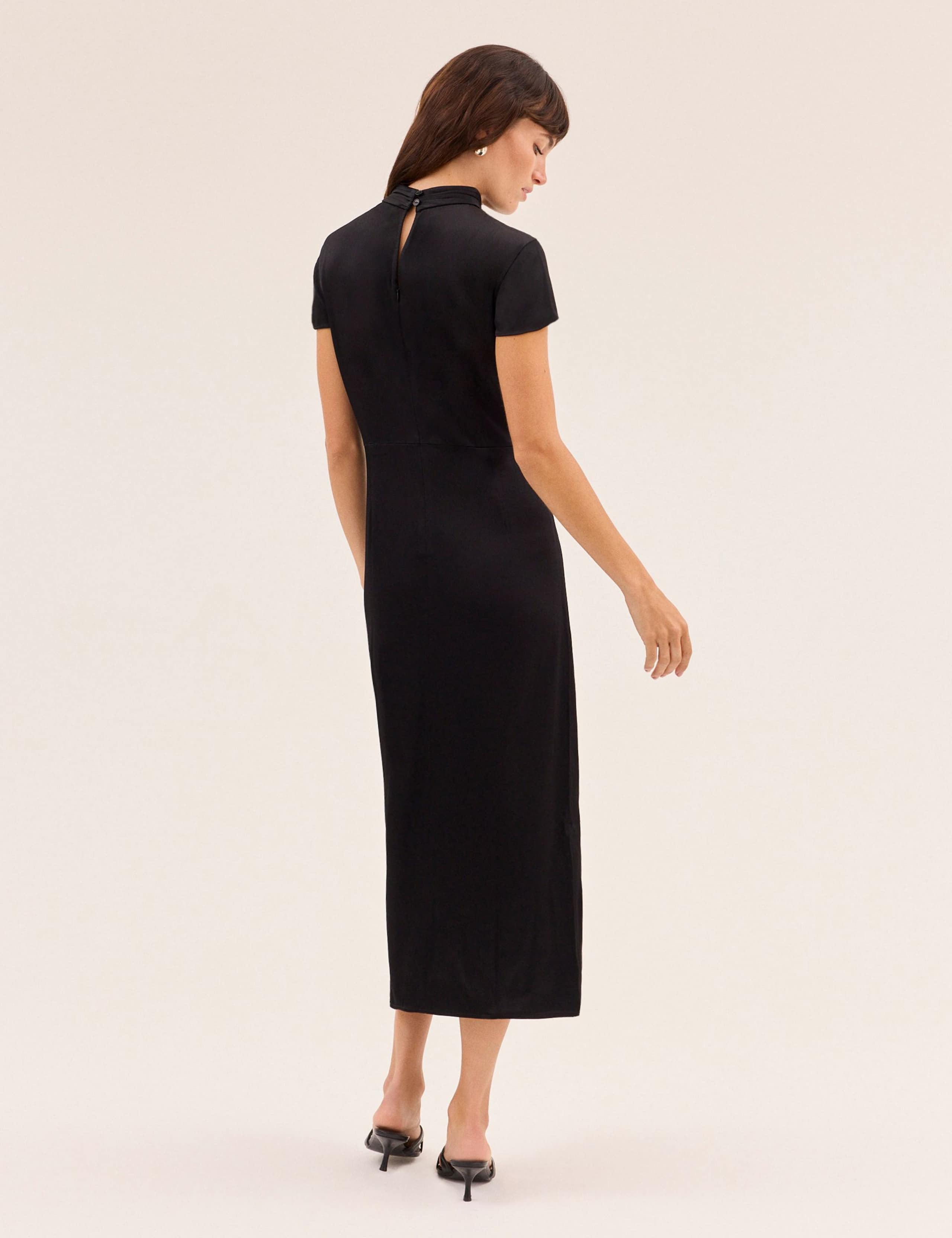 Satin Embroidered High Neck Midaxi Dress 4 of 5