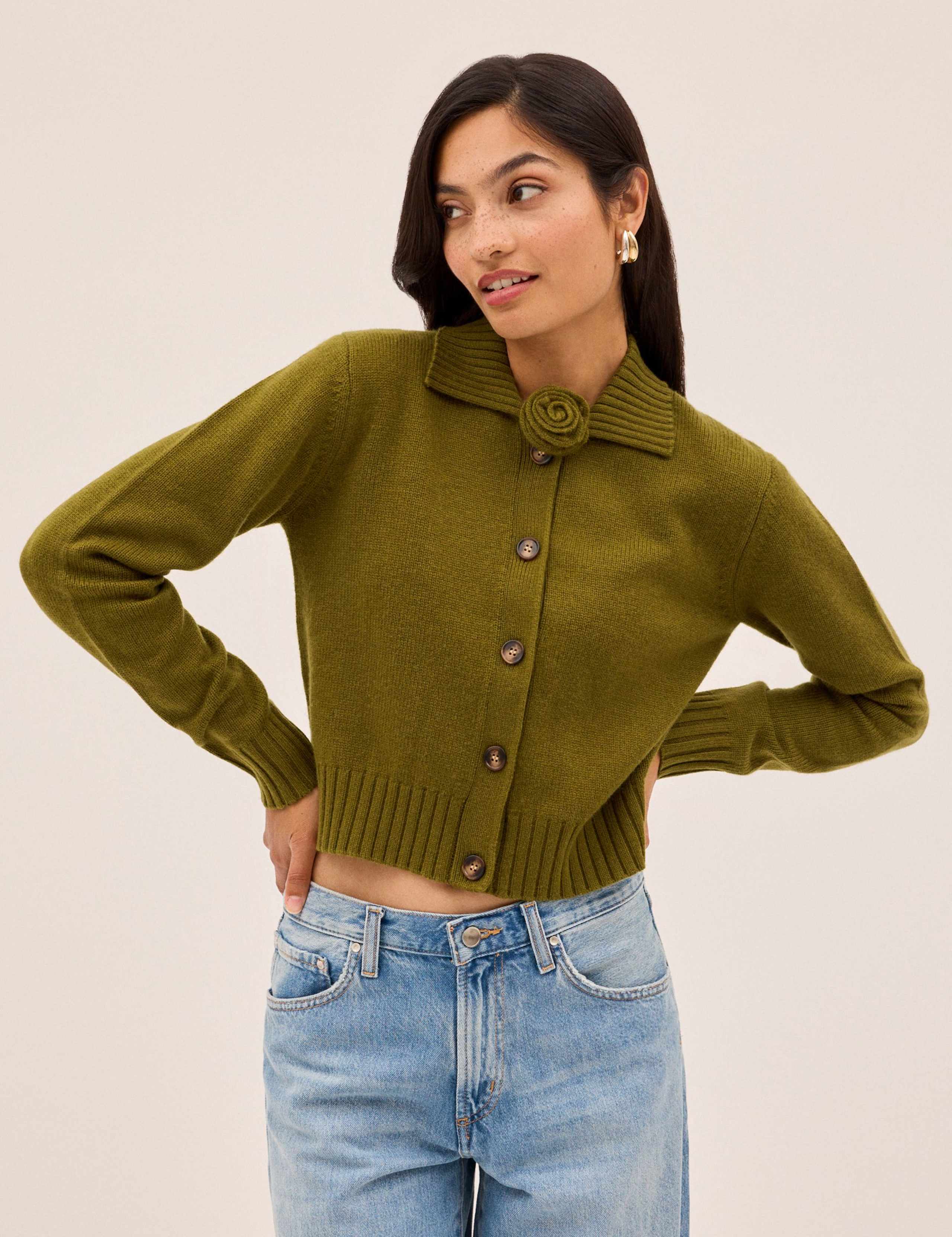 Collared Relaxed Cardigan with Wool 4 of 4