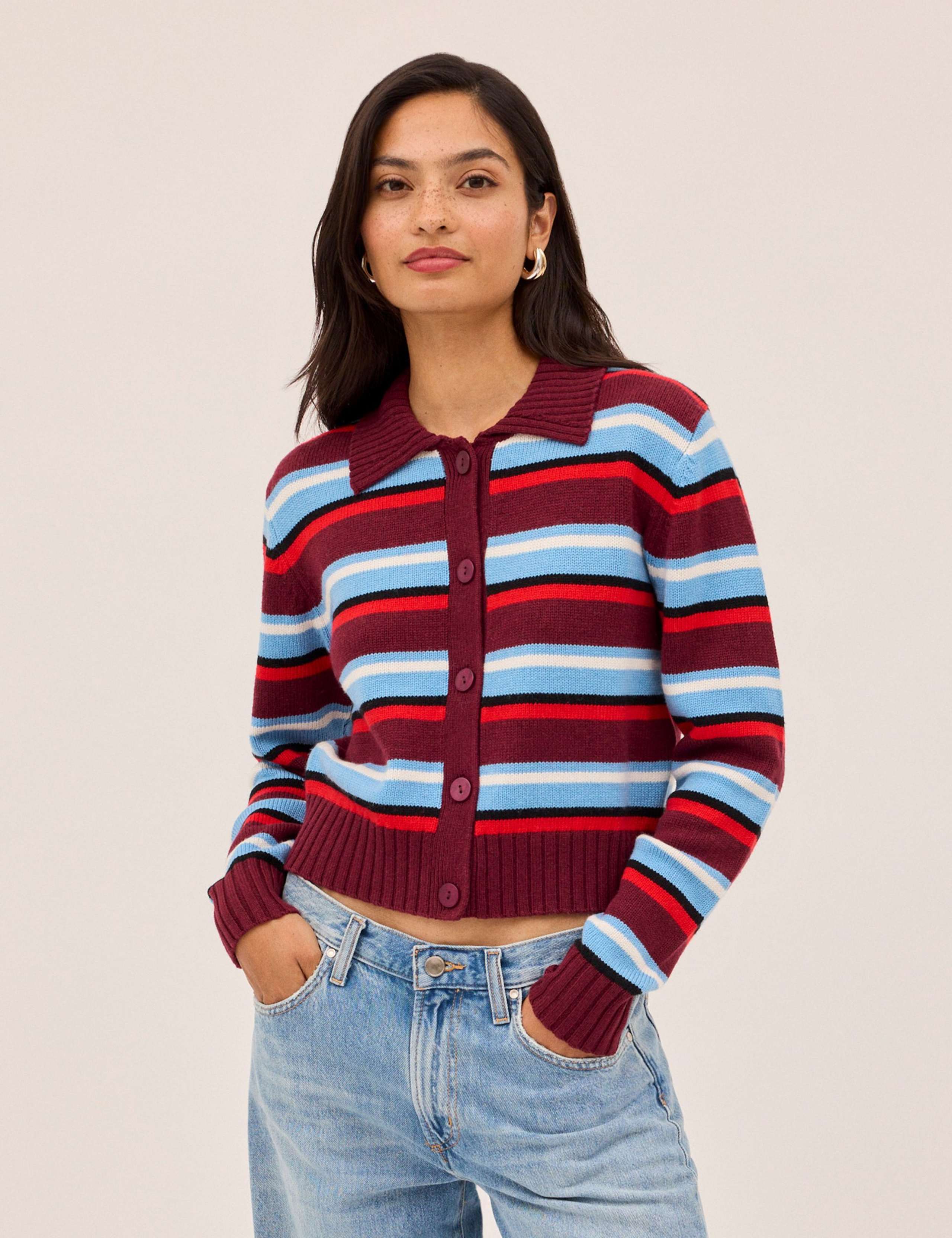 Collared Relaxed Cardigan with Wool 1 of 4