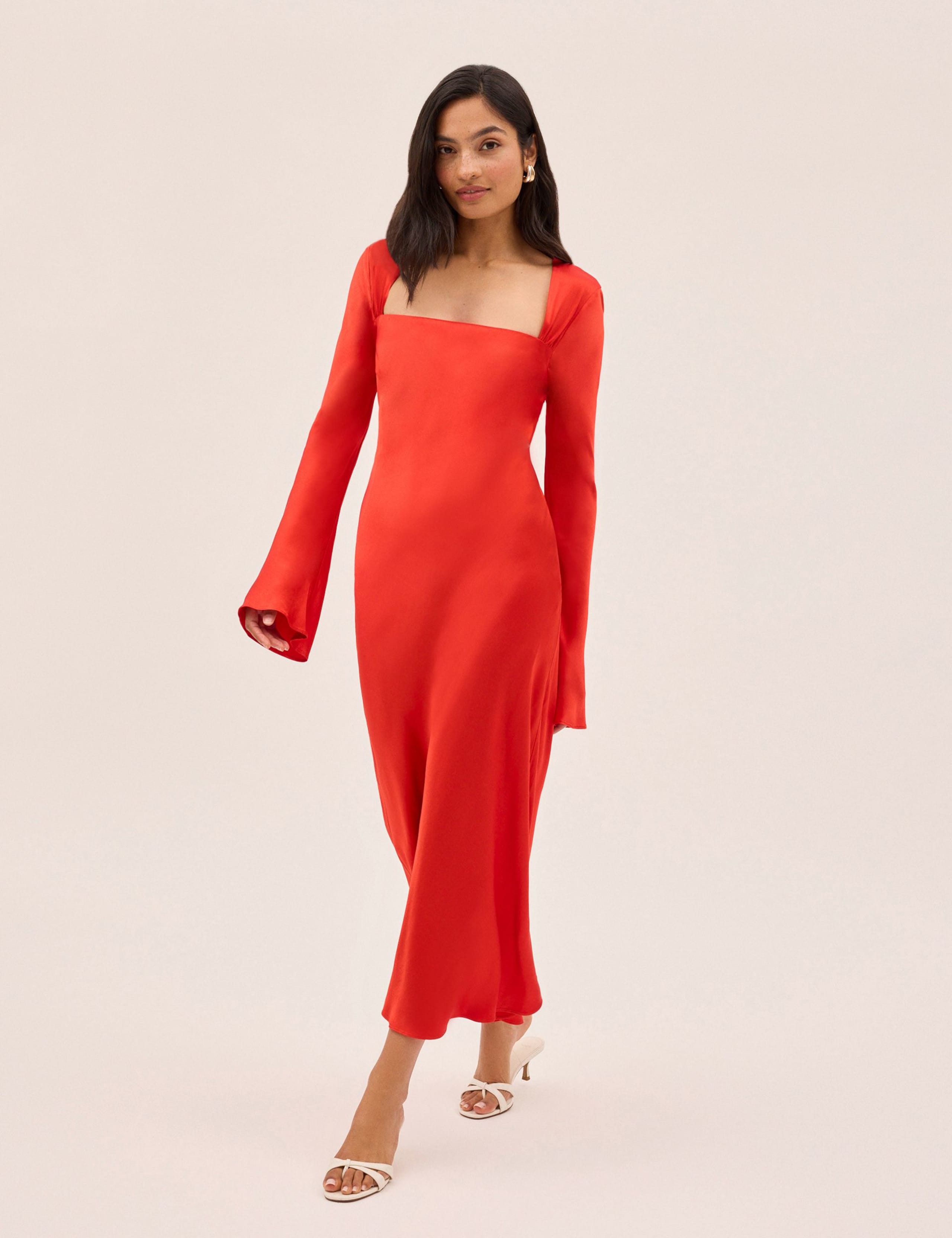 Satin Square Neck Midi Dress 3 of 5