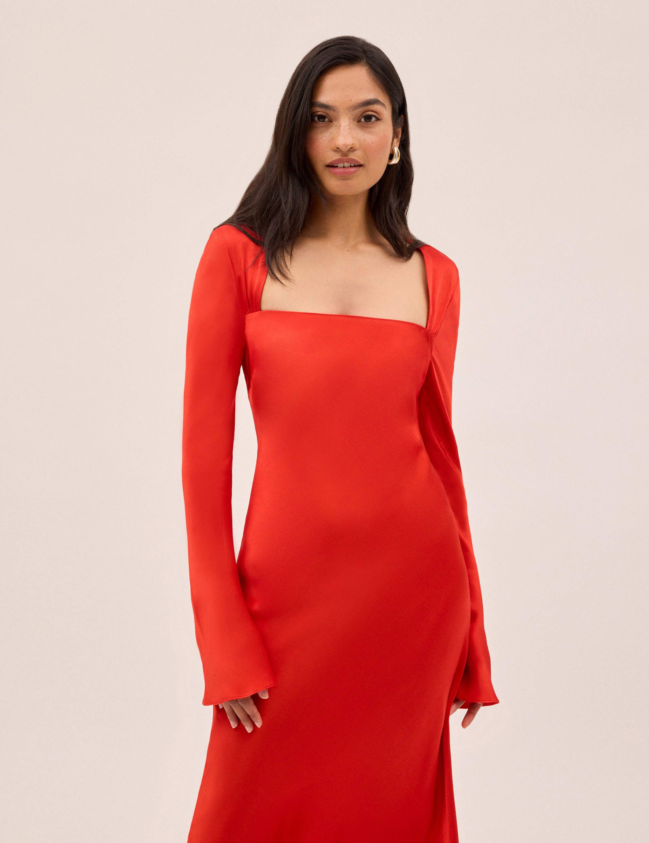 Satin Square Neck Midi Dress 5 of 5