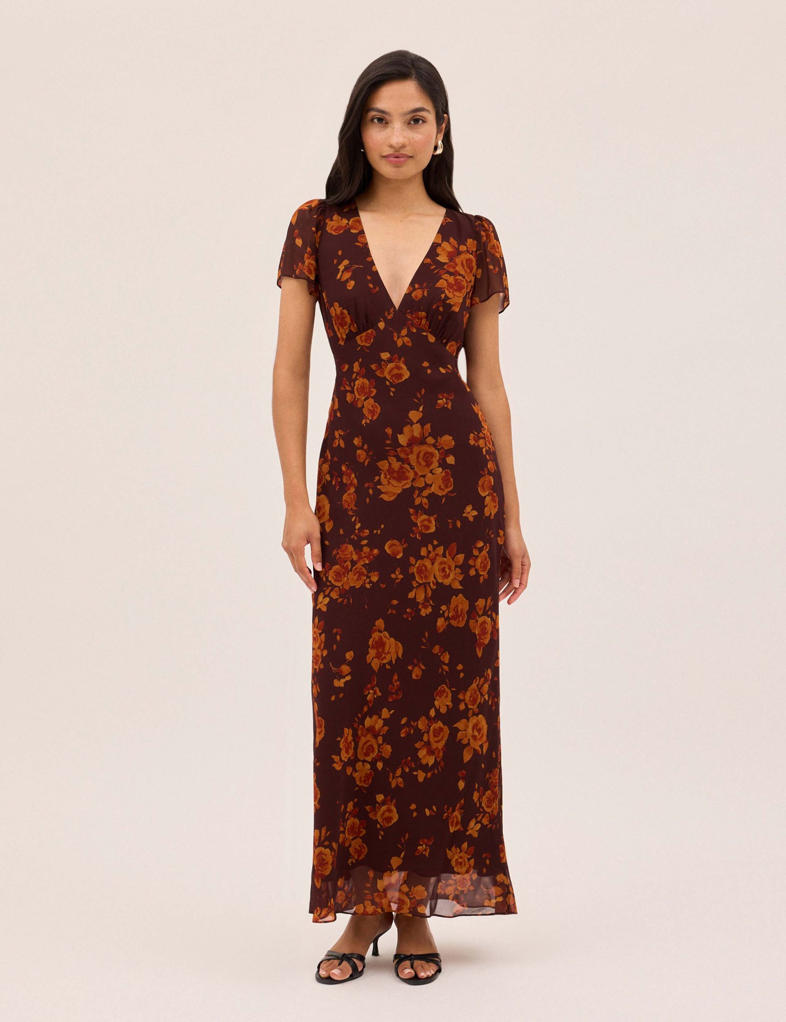 Floral V-Neck Maxi Tea Dress 3 of 6