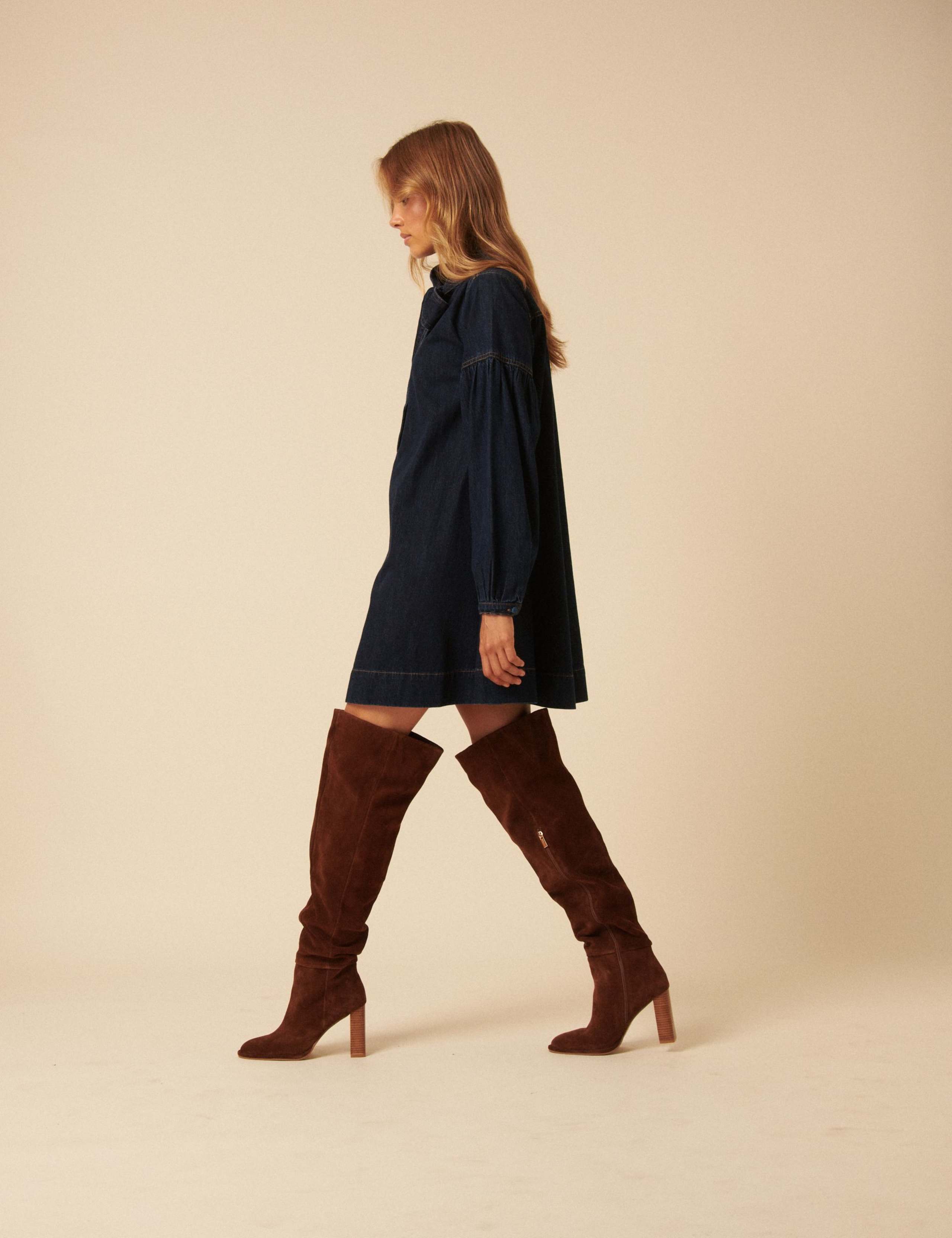 Suede Block Heel Knee High Boots 2 of 5