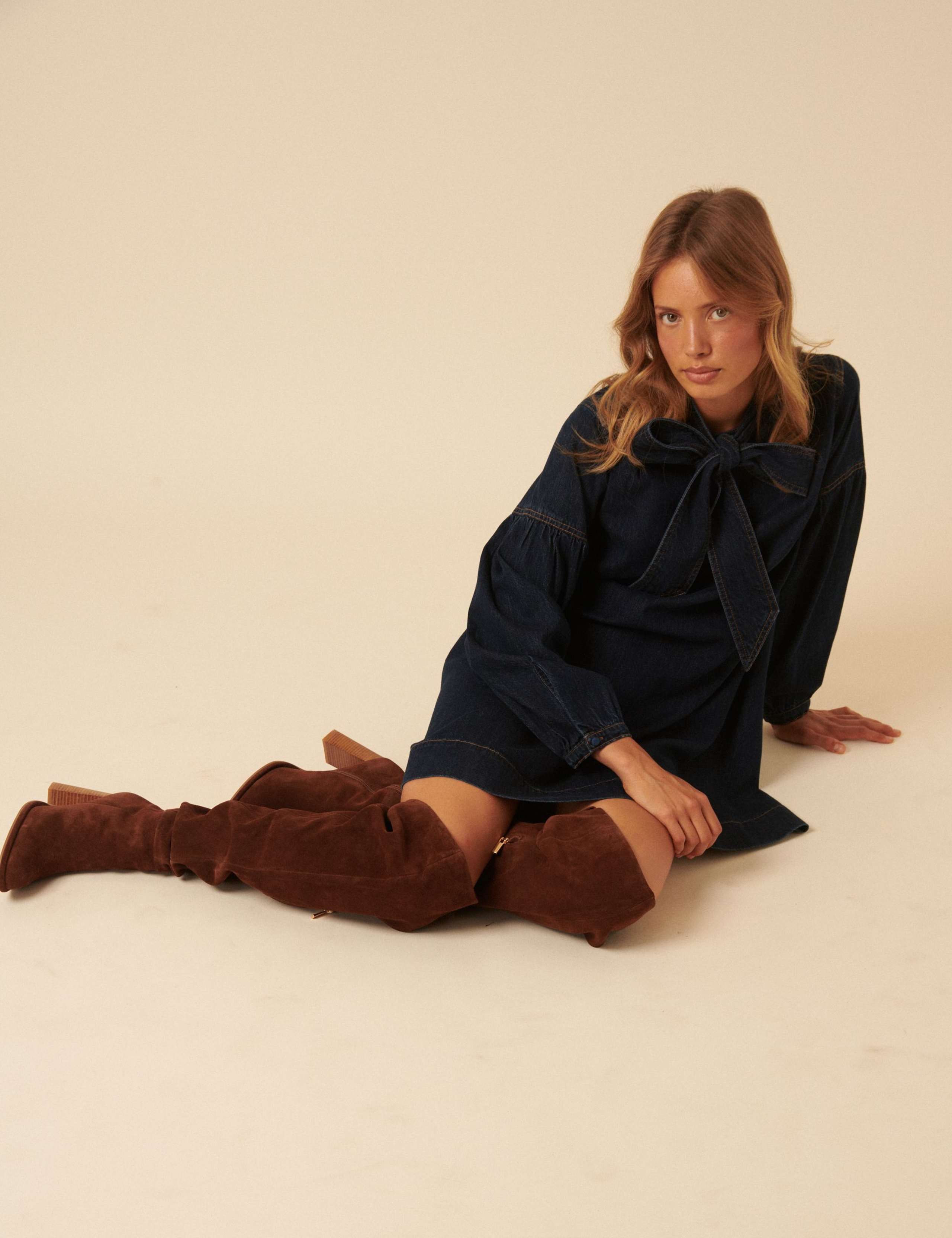 Suede Block Heel Knee High Boots 4 of 5
