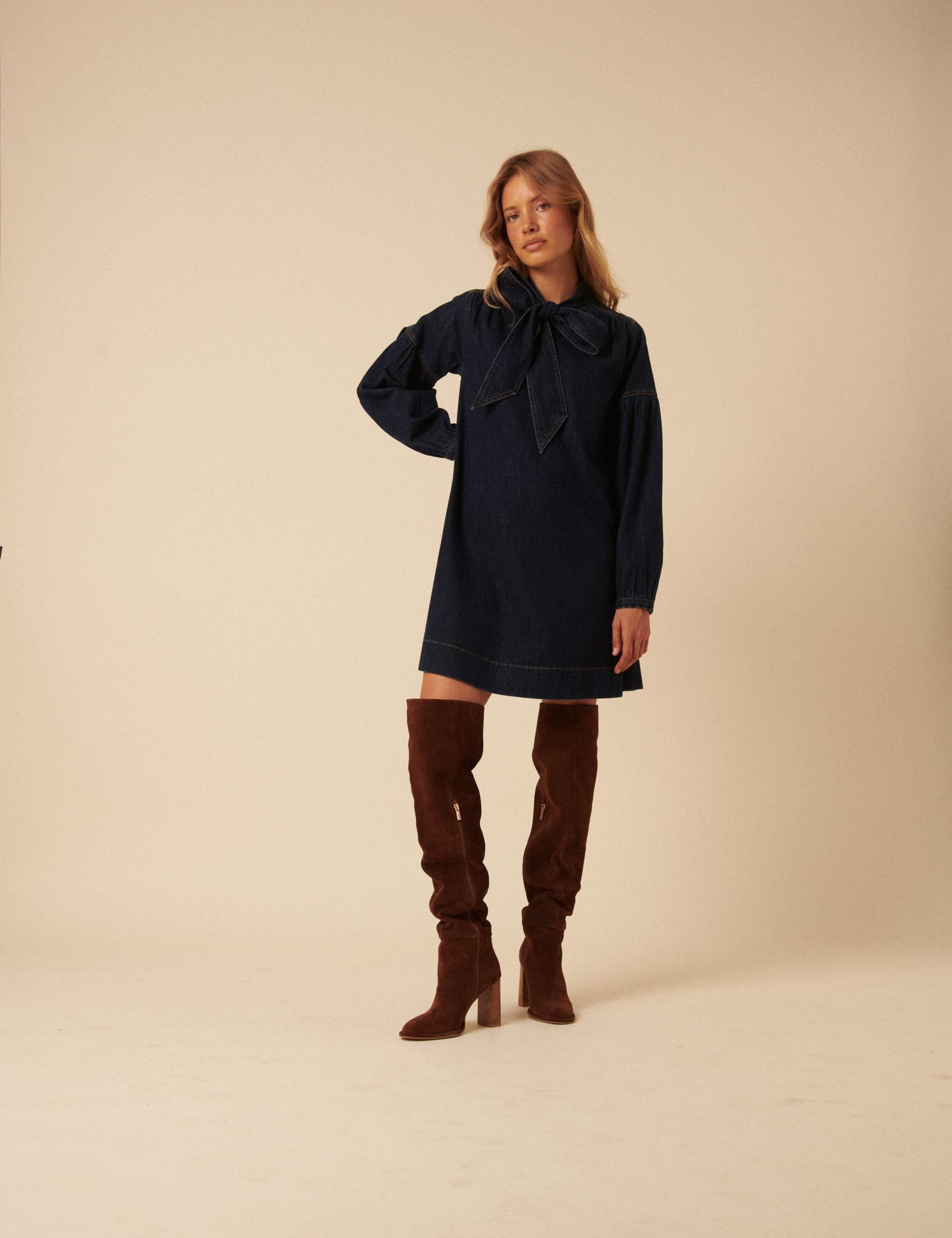Suede Block Heel Knee High Boots 5 of 5