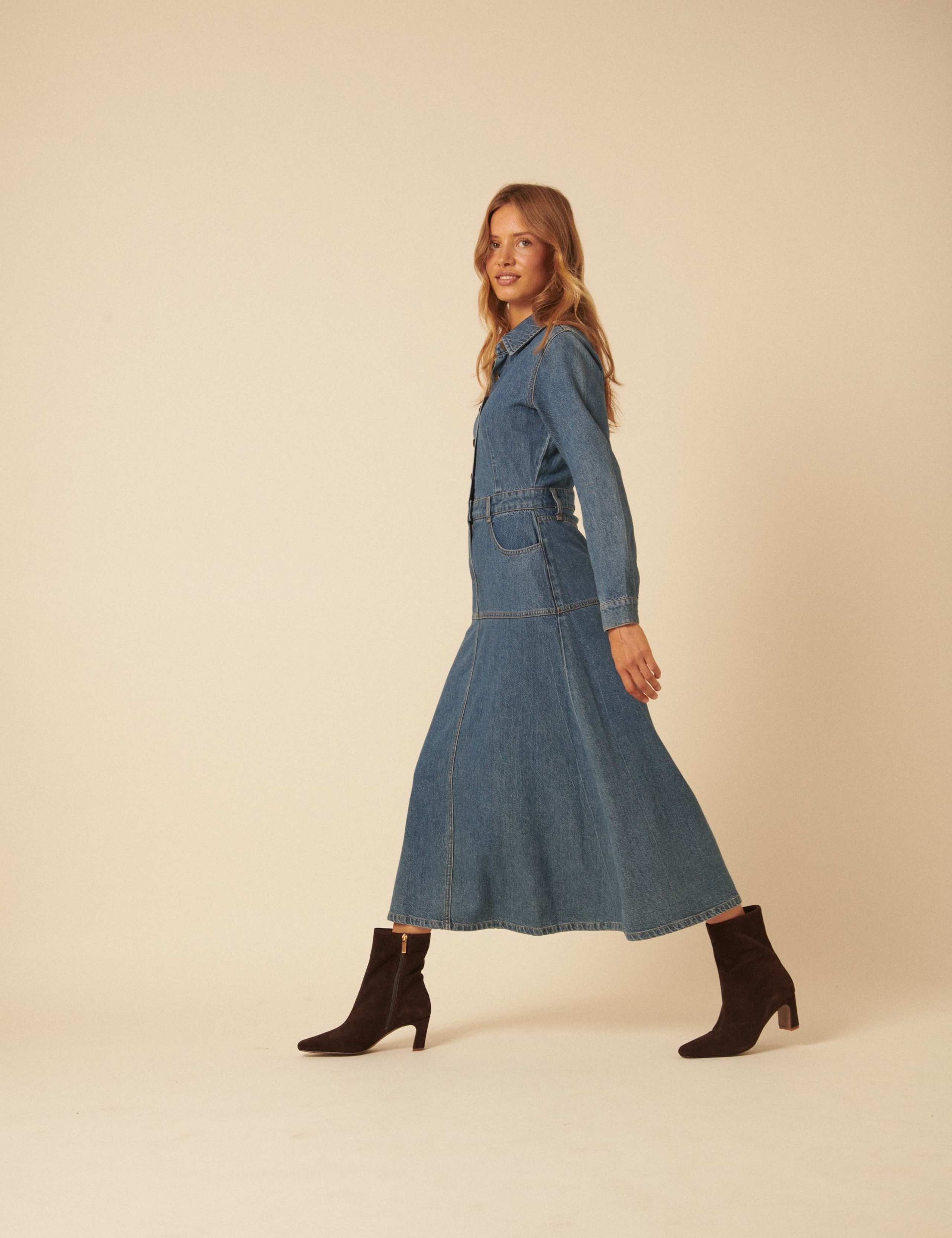 Suede Block Heel Pointed Ankle Boots 4 of 5