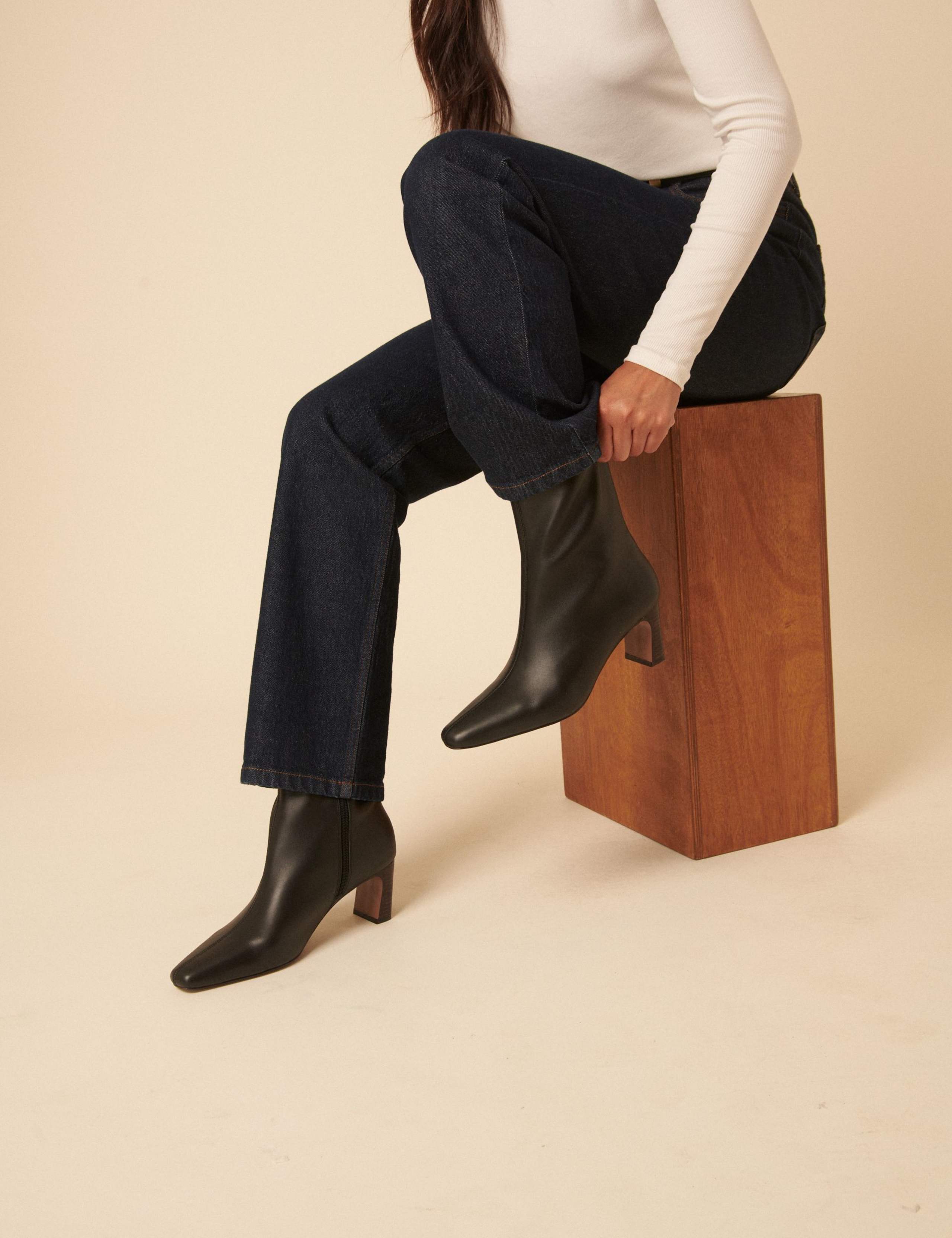 Suede Block Heel Pointed Ankle Boots 3 of 5