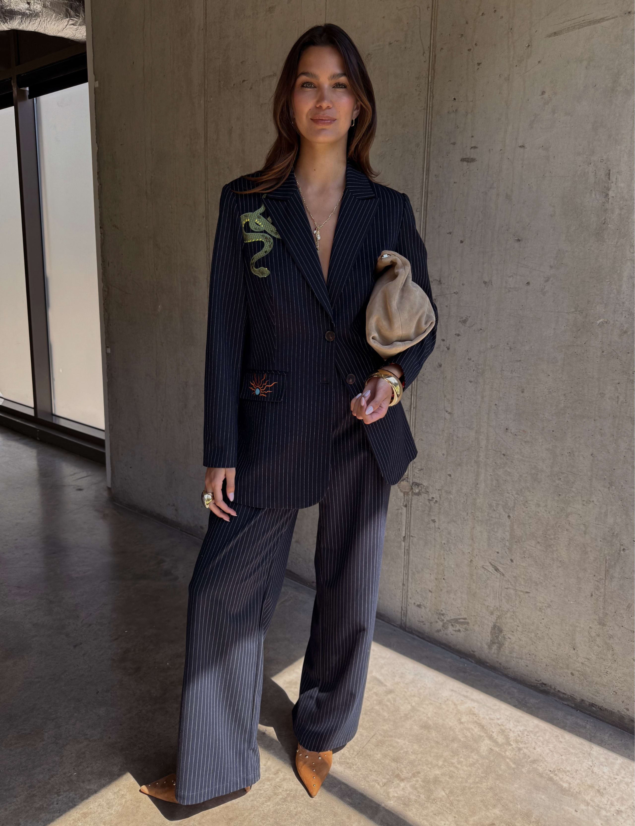 Pinstripe Wide Leg Trousers 1 of 4