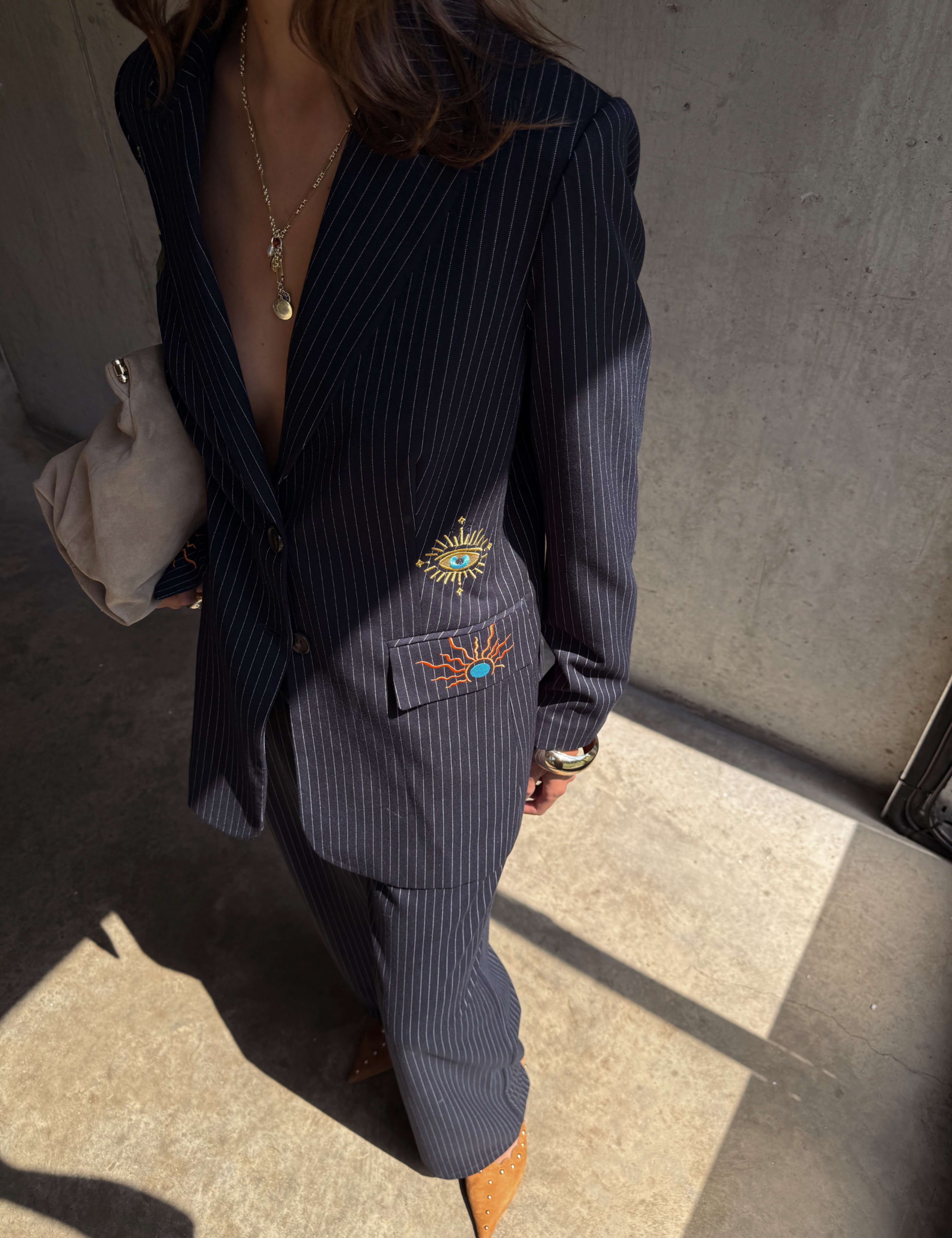 Pinstripe Wide Leg Trousers 3 of 4