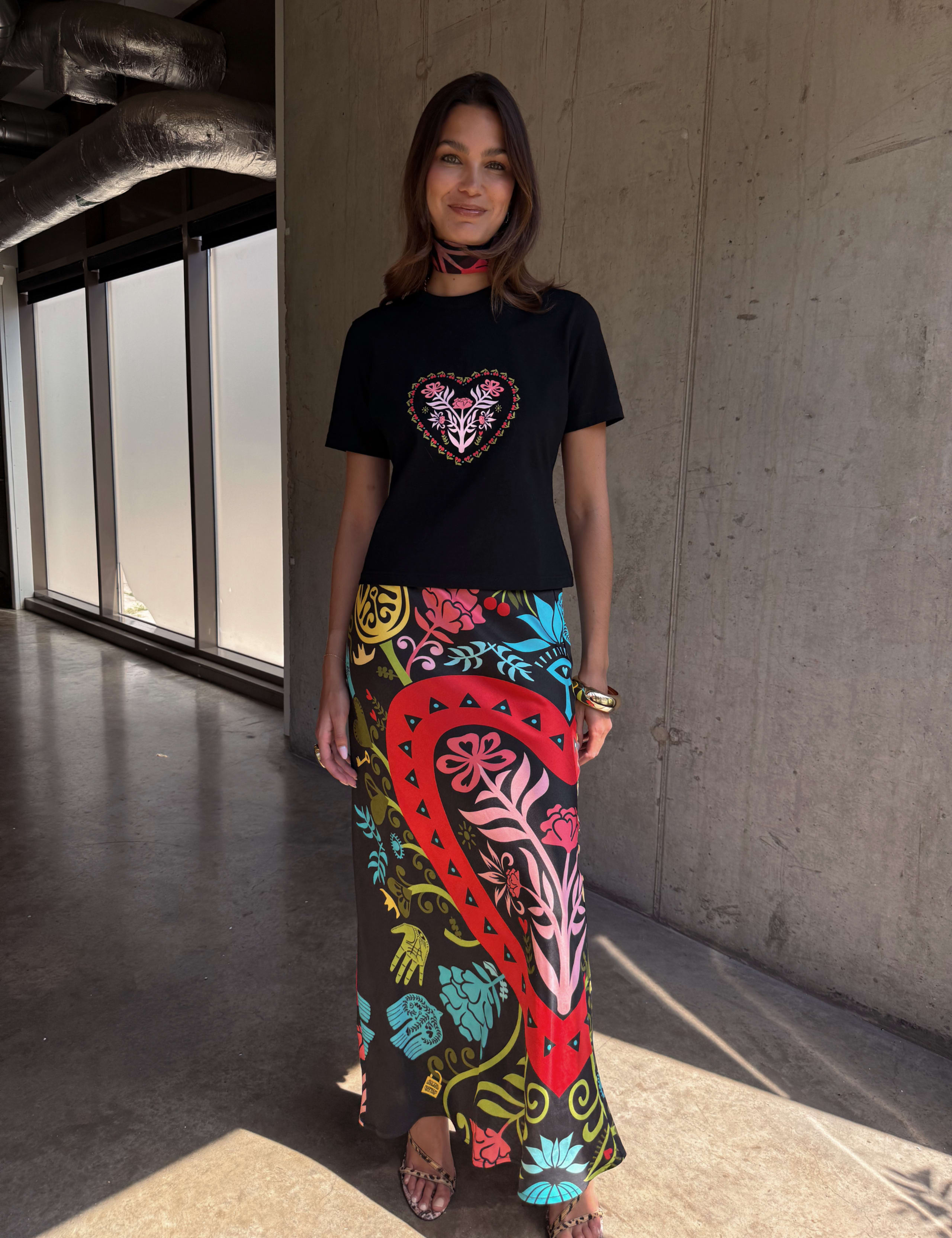 Printed Maxi Slip Skirt 1 of 6