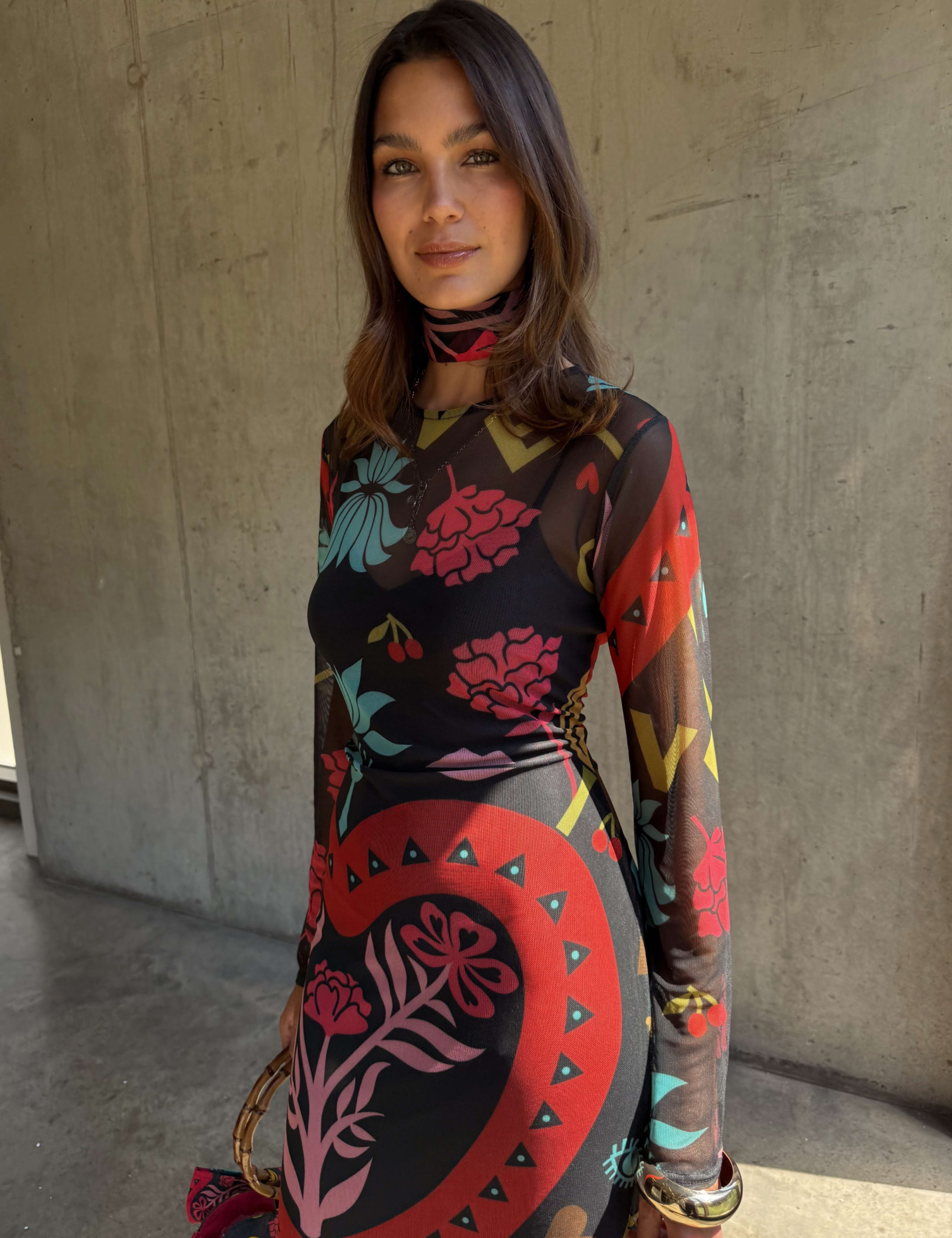 Mesh Printed Midaxi Dress 3 of 5