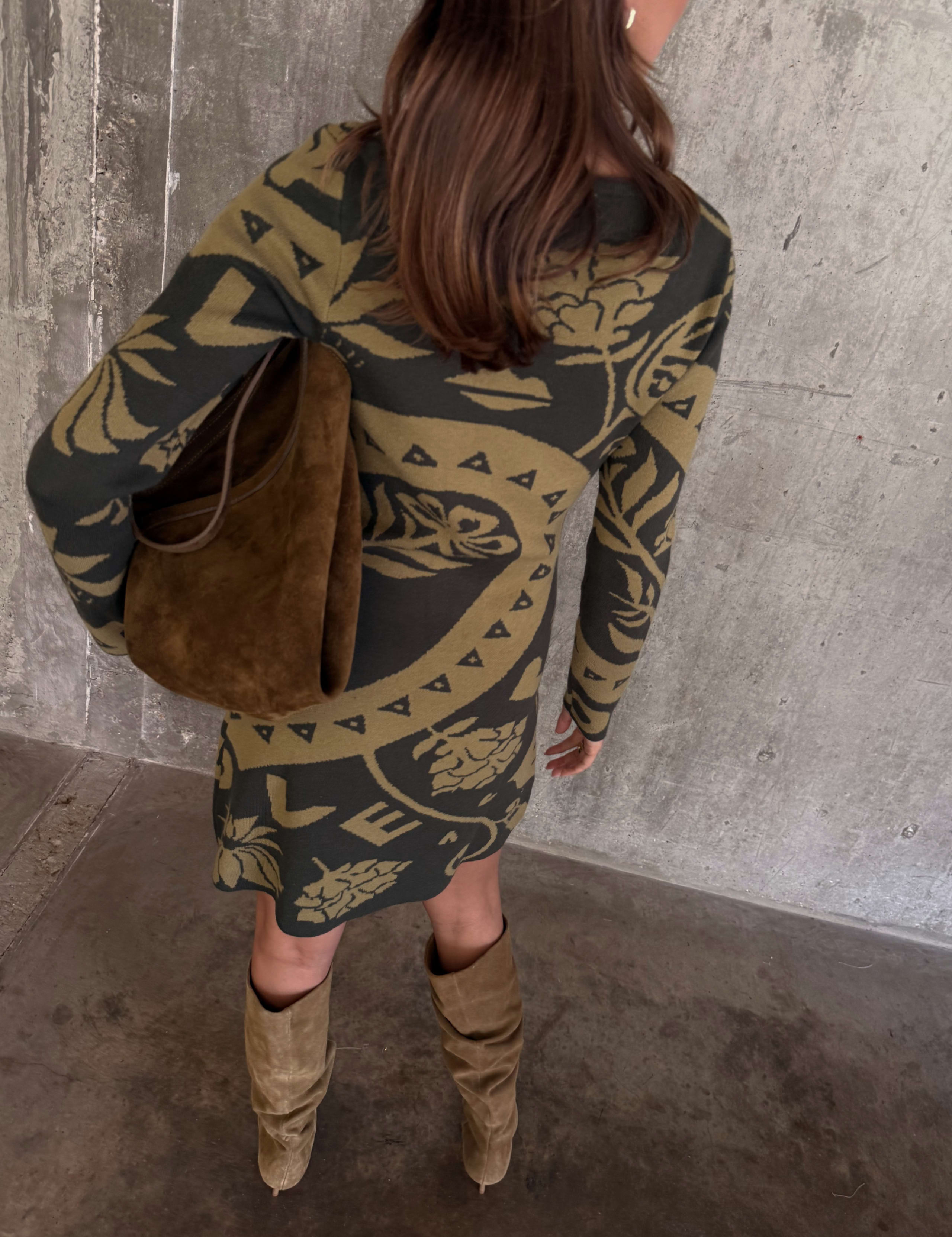 Printed Round Neck Mini Jumper Dress 4 of 6