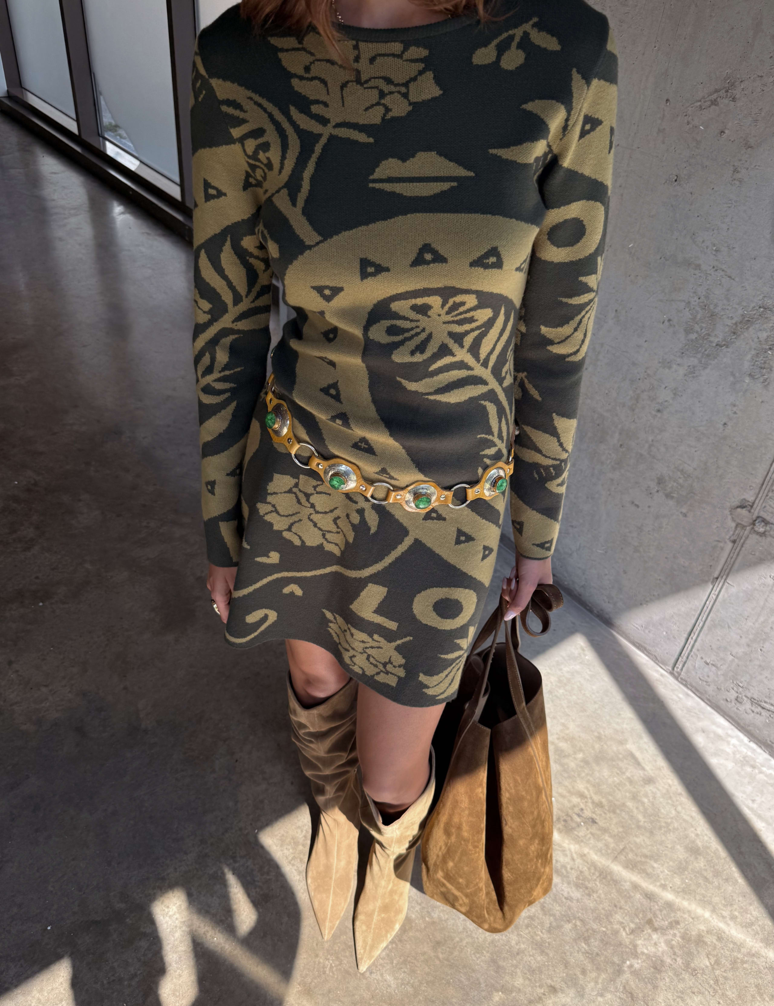 Printed Round Neck Mini Jumper Dress 5 of 6