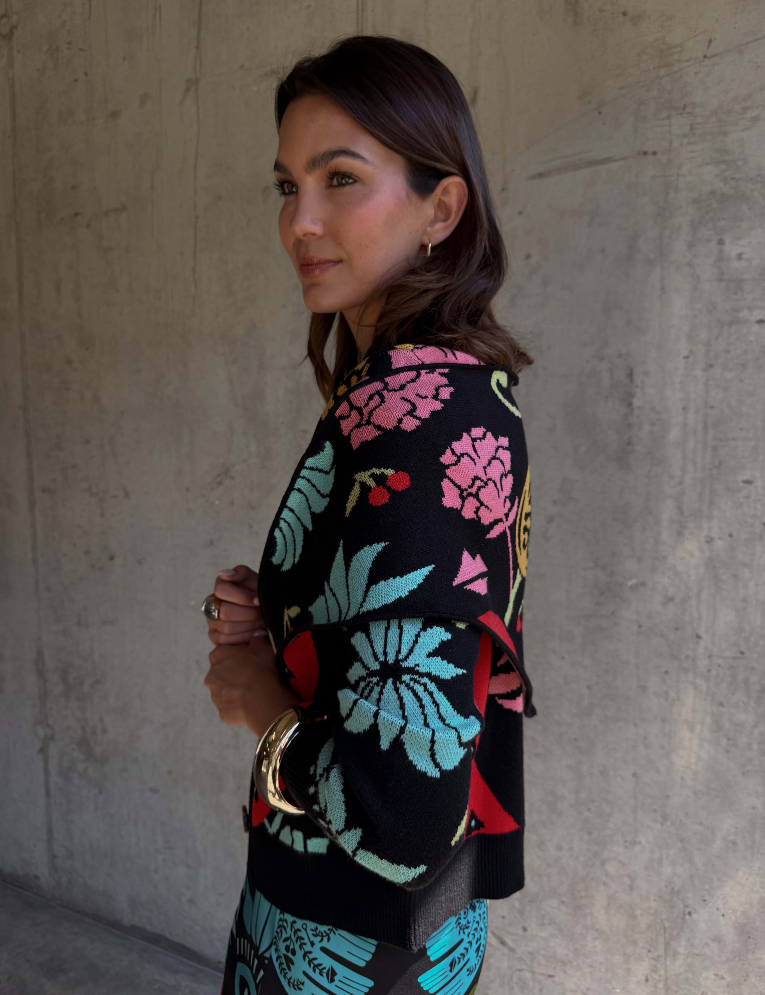 Printed Crew Neck Cardigan 4 of 7