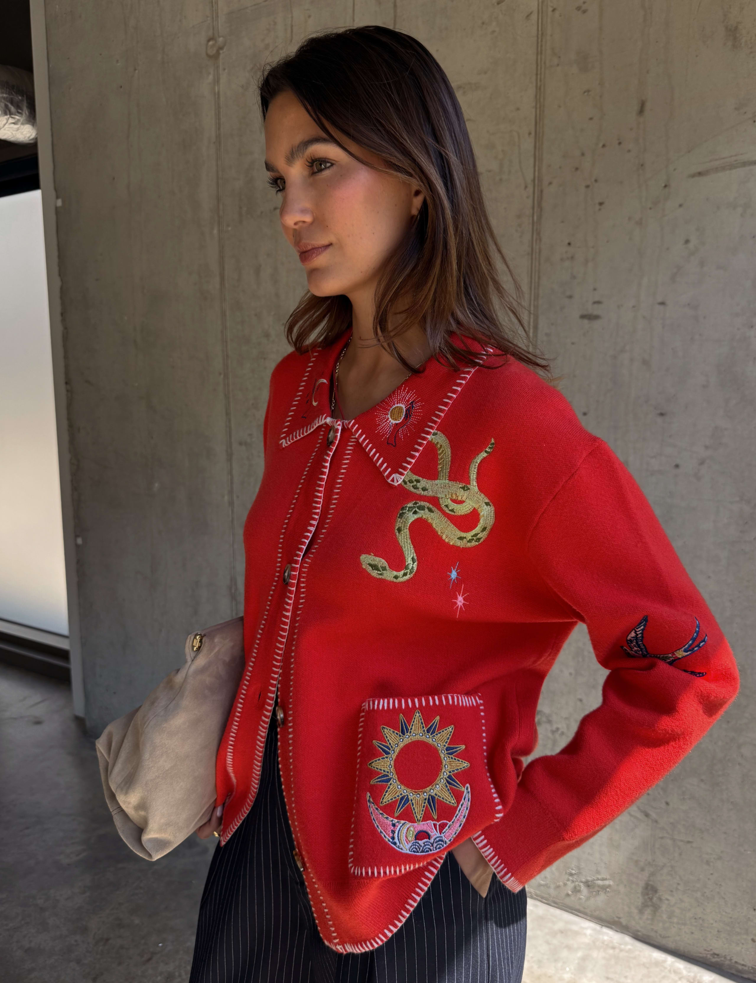 Embroidered Collared Cardigan 2 of 7