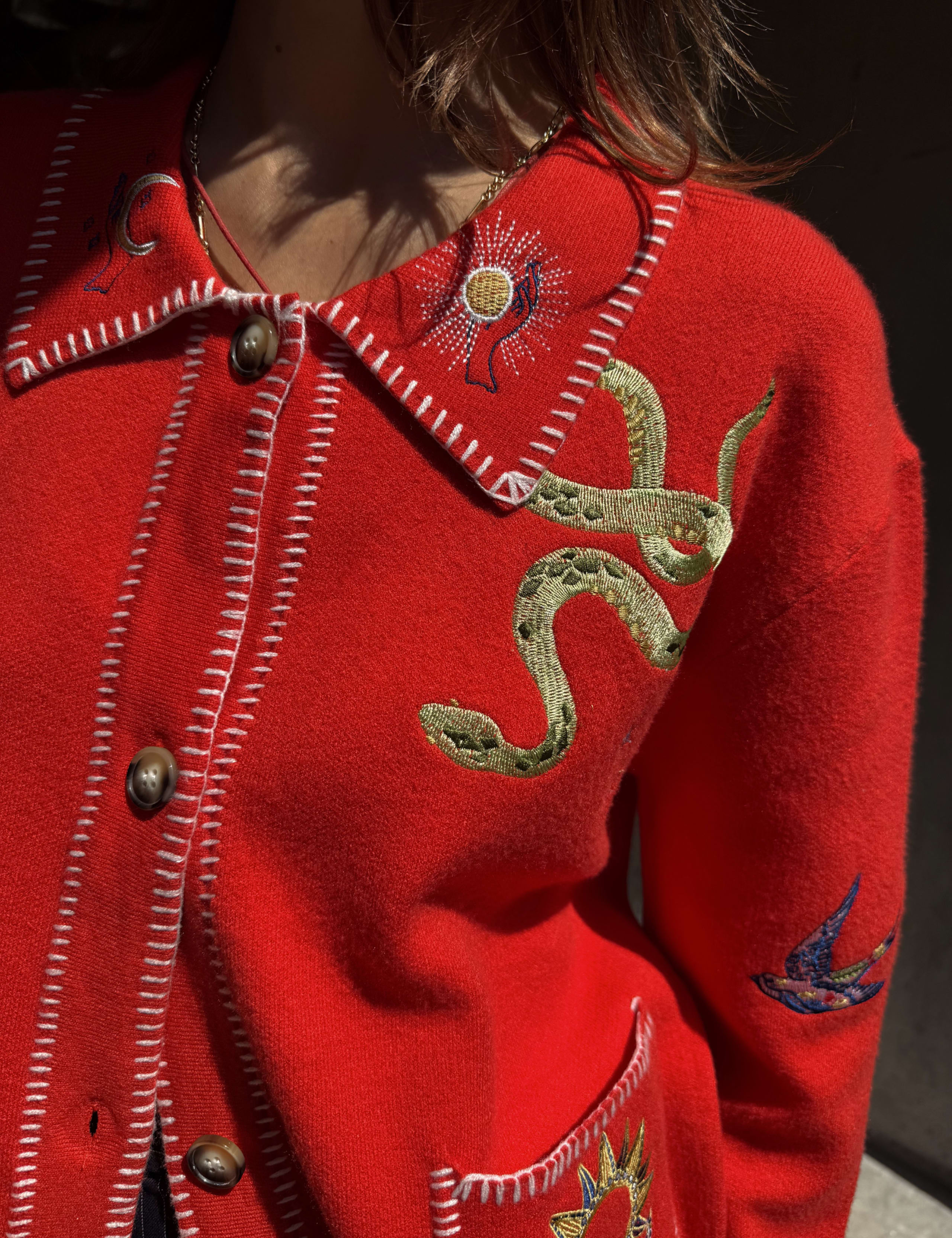 Embroidered Collared Cardigan 5 of 7