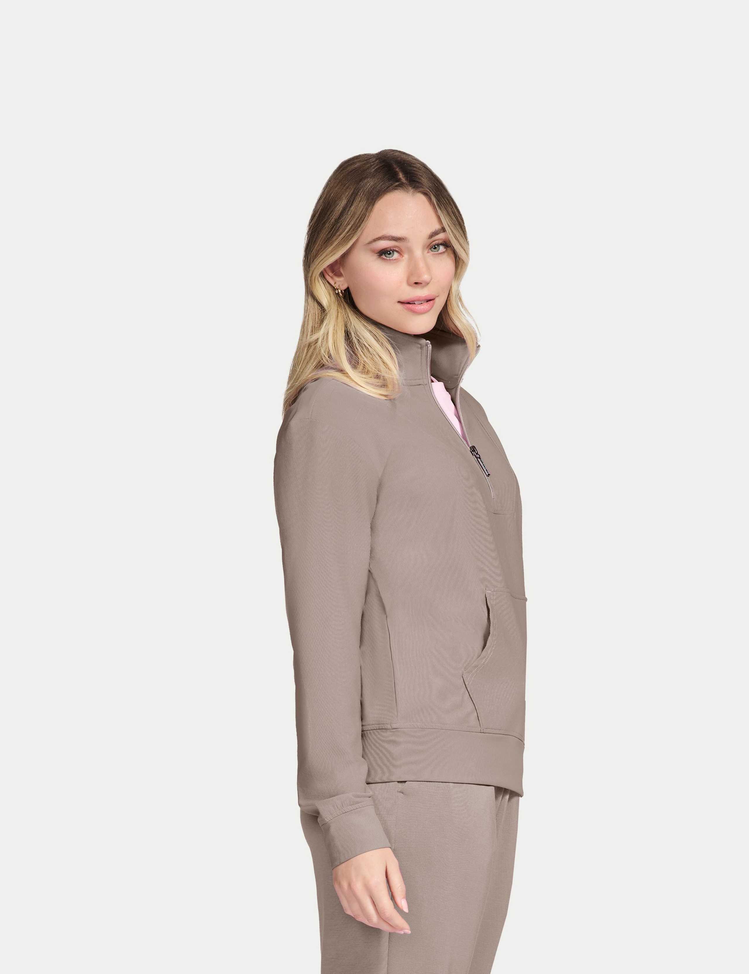 GO LUXE Ribbed Half Zip Sweatshirt 3 of 3