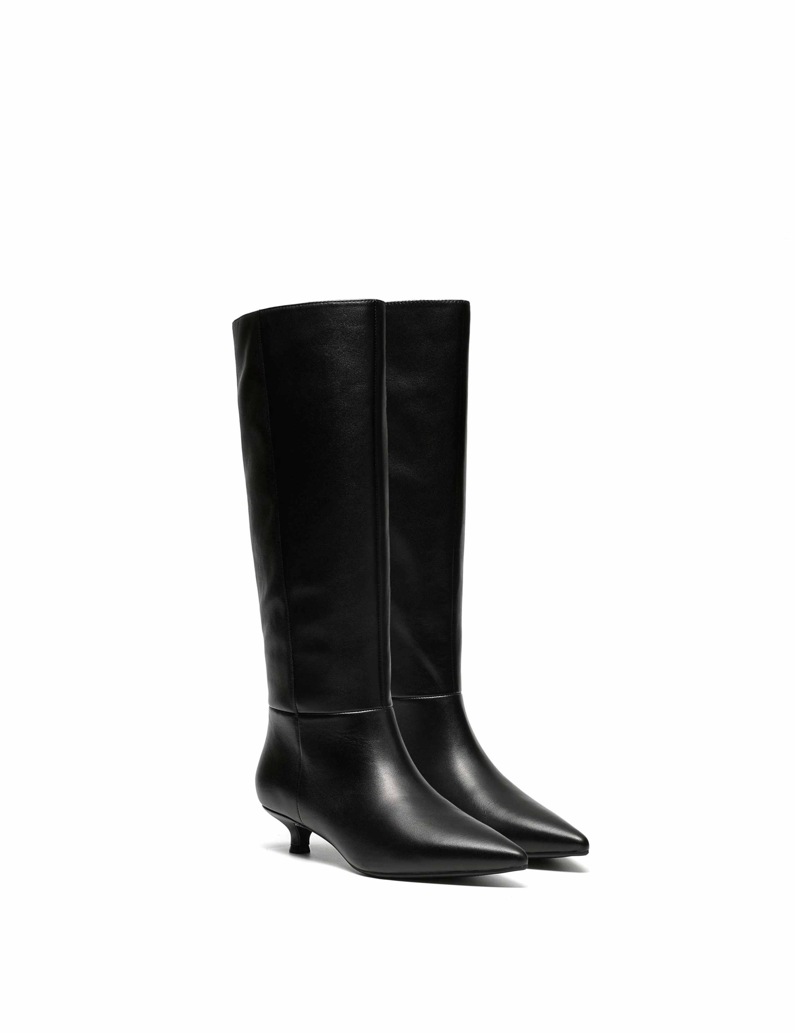 Pisa Leather Kitten Heel Pointed Knee High Boots 5 of 6
