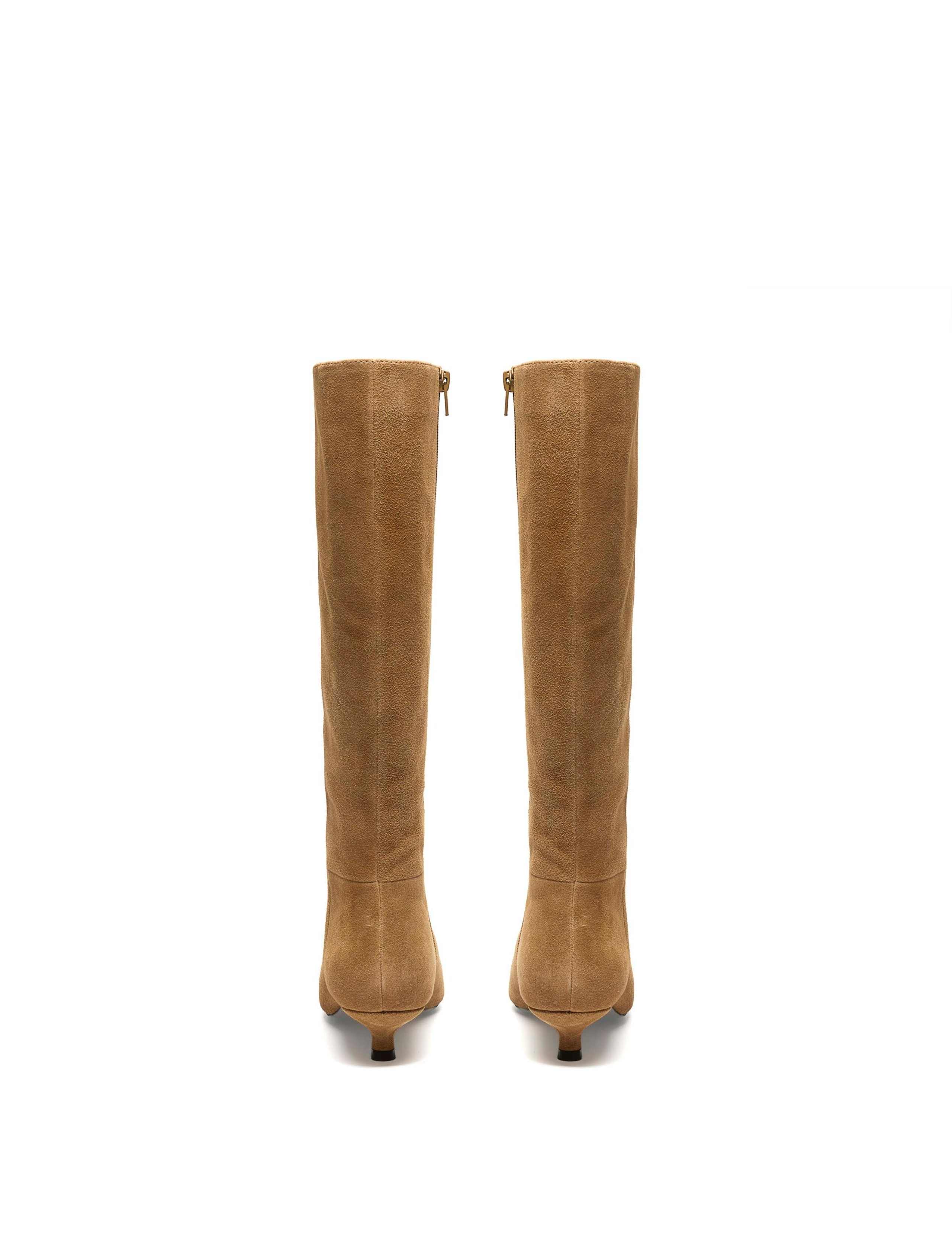 Pisa Suede Kitten Heel Pointed Knee High Boots 4 of 6