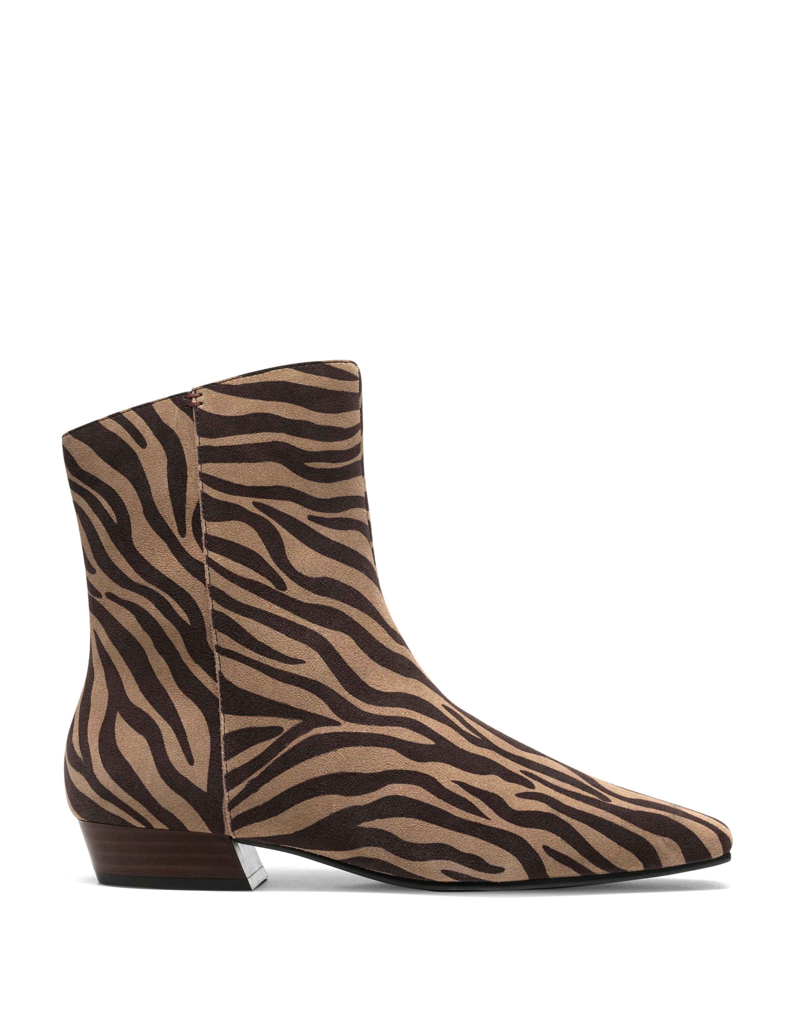 Suede Animal Print Block Heel Ankle Boots 1 of 6